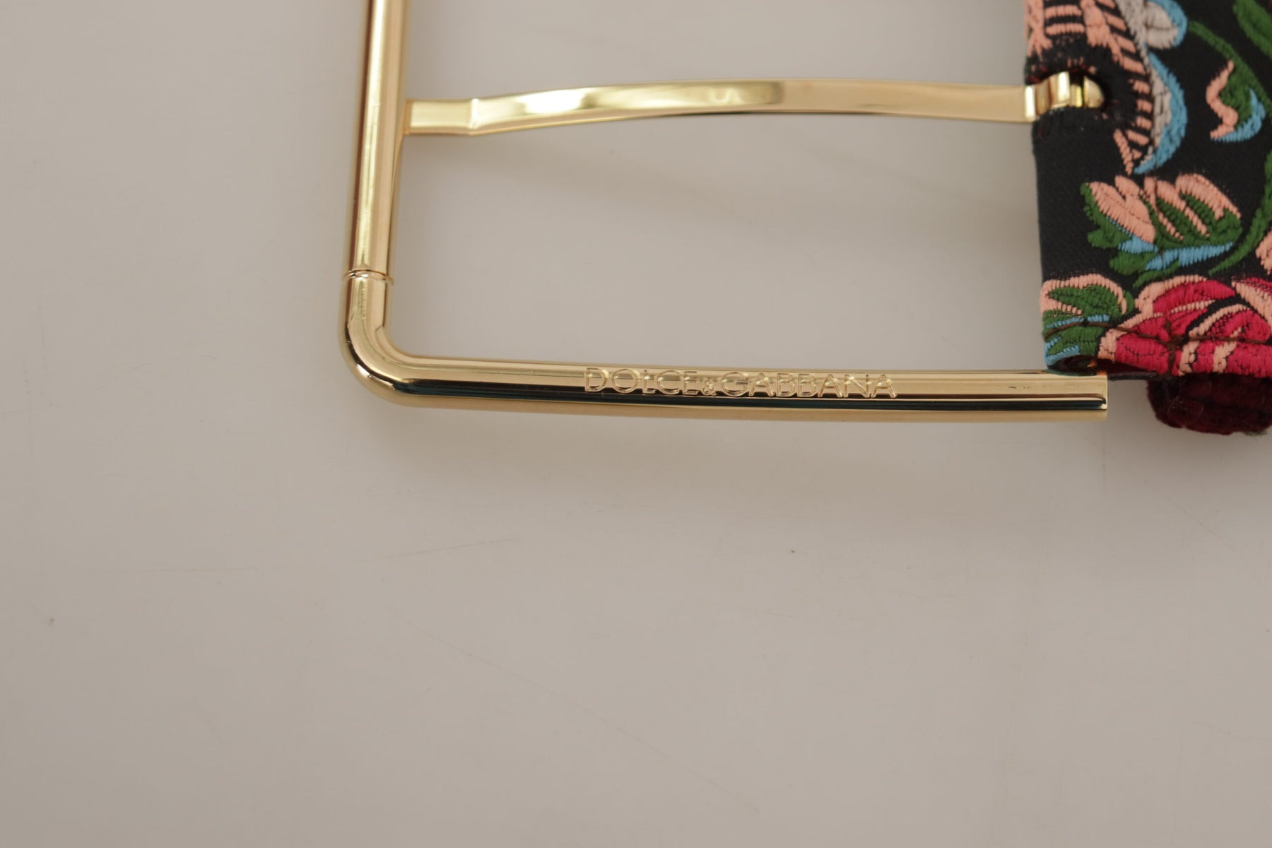 Dolce & Gabbana Red Embroidered Leather Gold Logo Metal Buckle Belt | Regal Royce