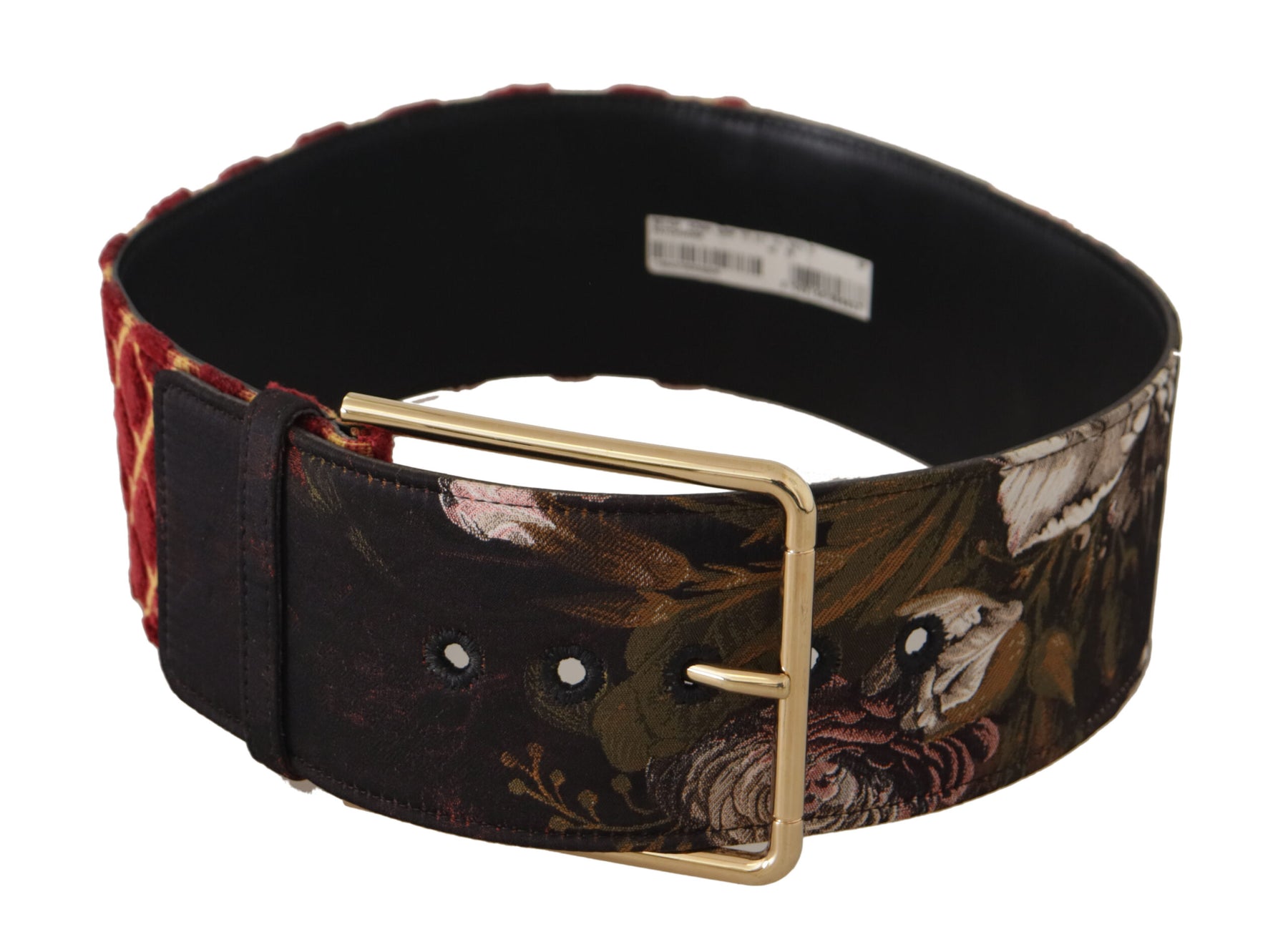 Dolce & Gabbana Multicolor Wide Leather Floral Gold Metal Buckle Belt | Regal Royce