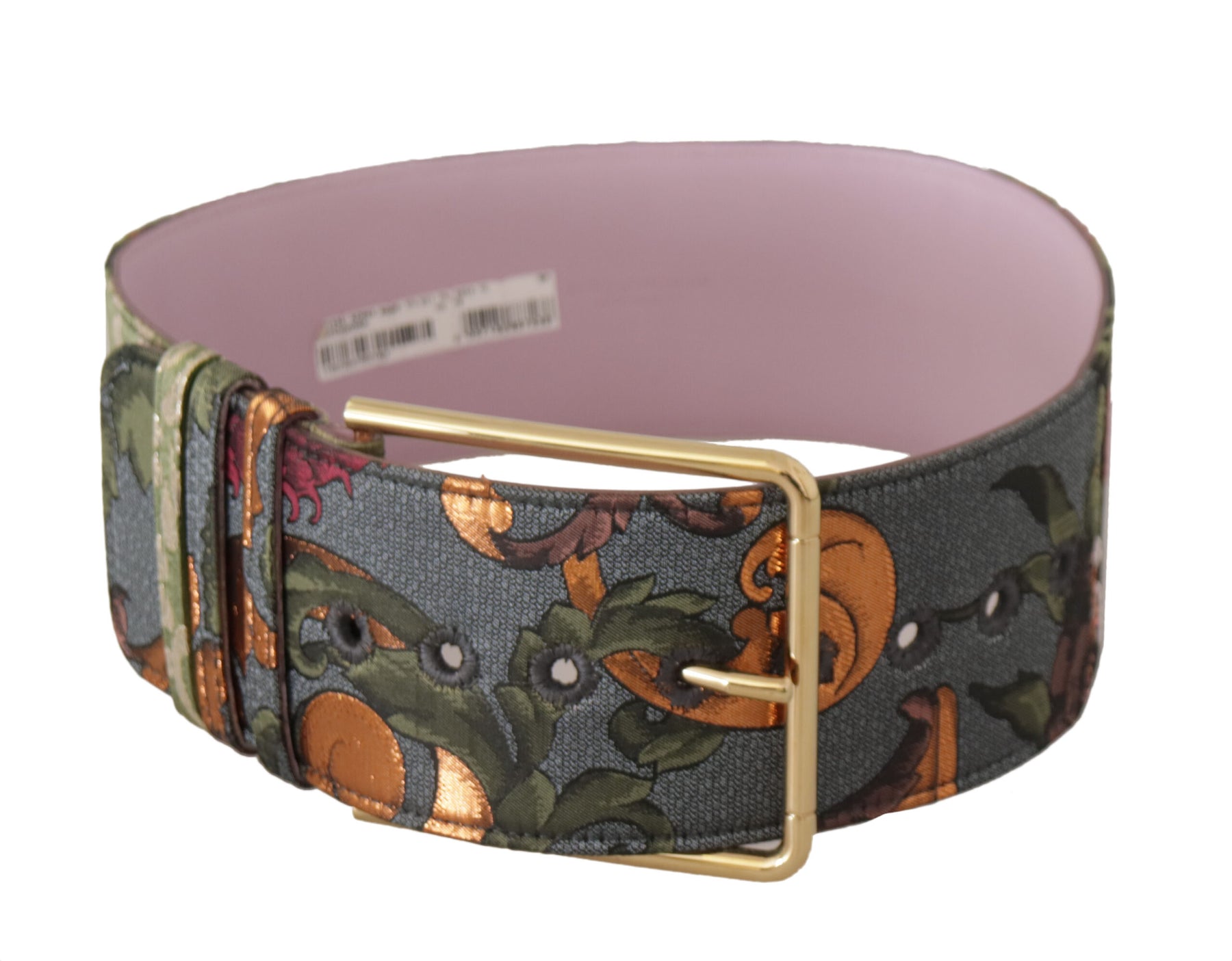 Dolce & Gabbana Multicolor Leather Embroidered Gold Metal Buckle Belt | Regal Royce