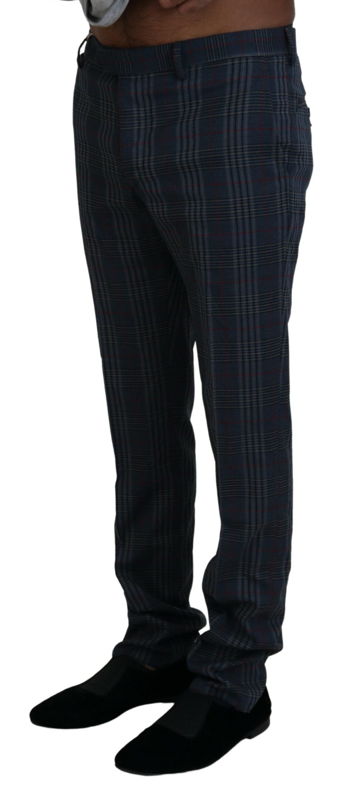 BENCIVENGA Gray Pure Wool Men Checkered Pants | Regal Royce