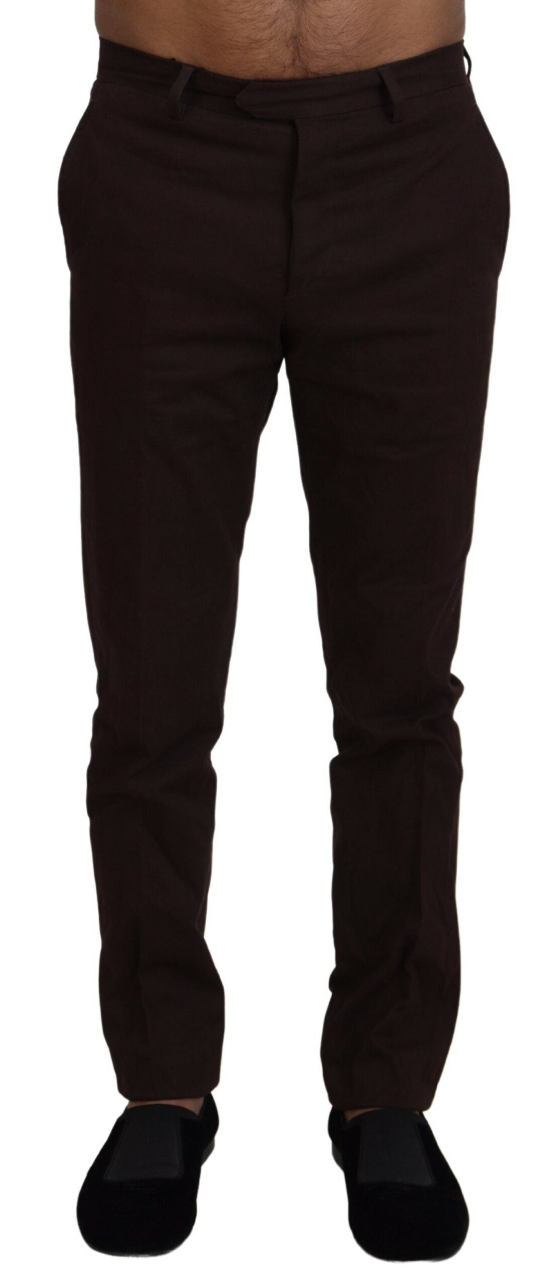 BENCIVENGA Brown Cotton Tapered Formal Men Pants | Regal Royce
