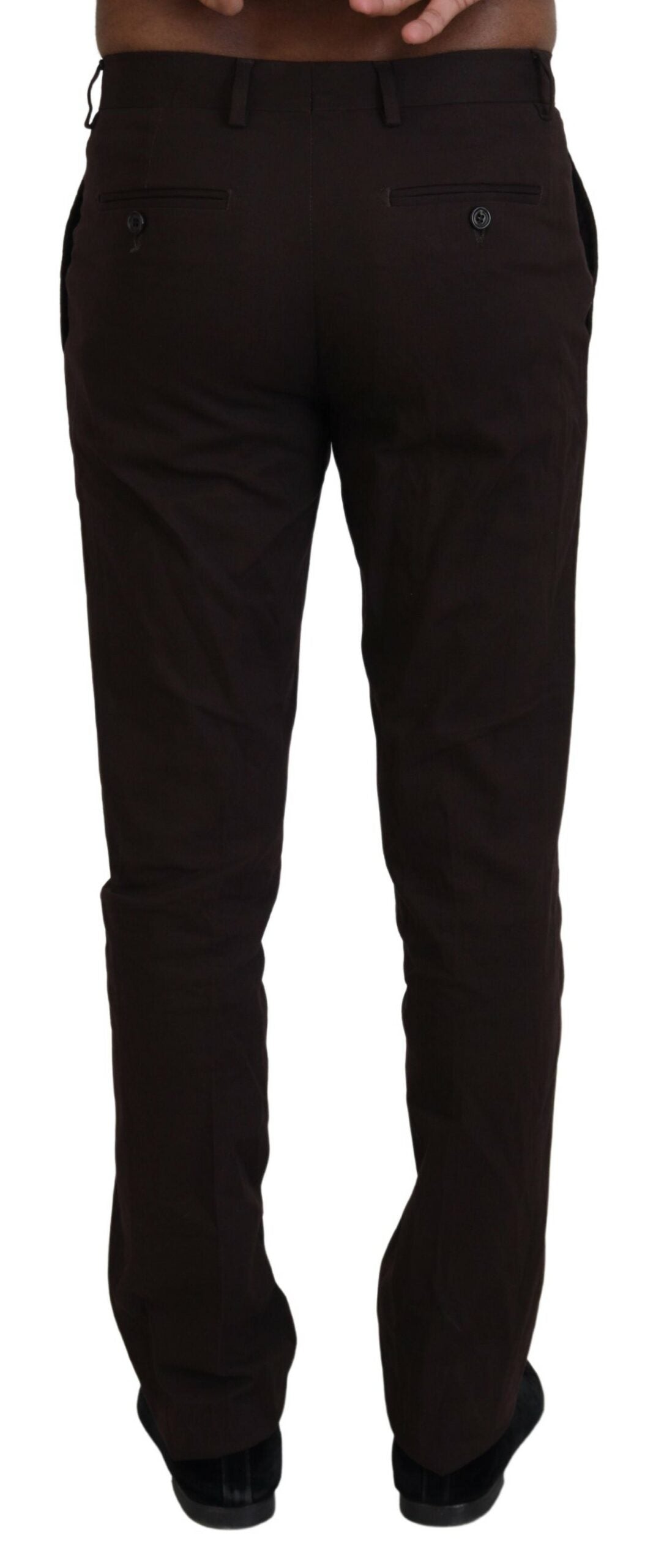BENCIVENGA Brown Cotton Tapered Formal Men Pants | Regal Royce
