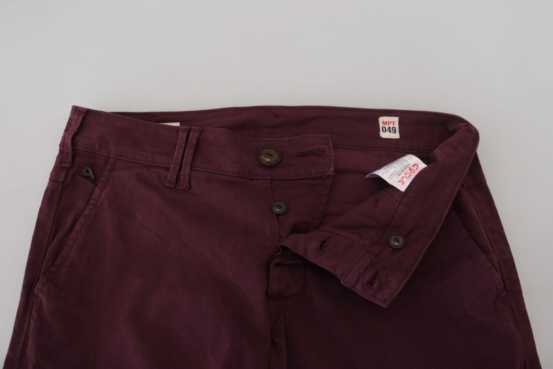 CYCLE Maroon Cotton Stretch Skinny Casual Men Pants | Regal Royce