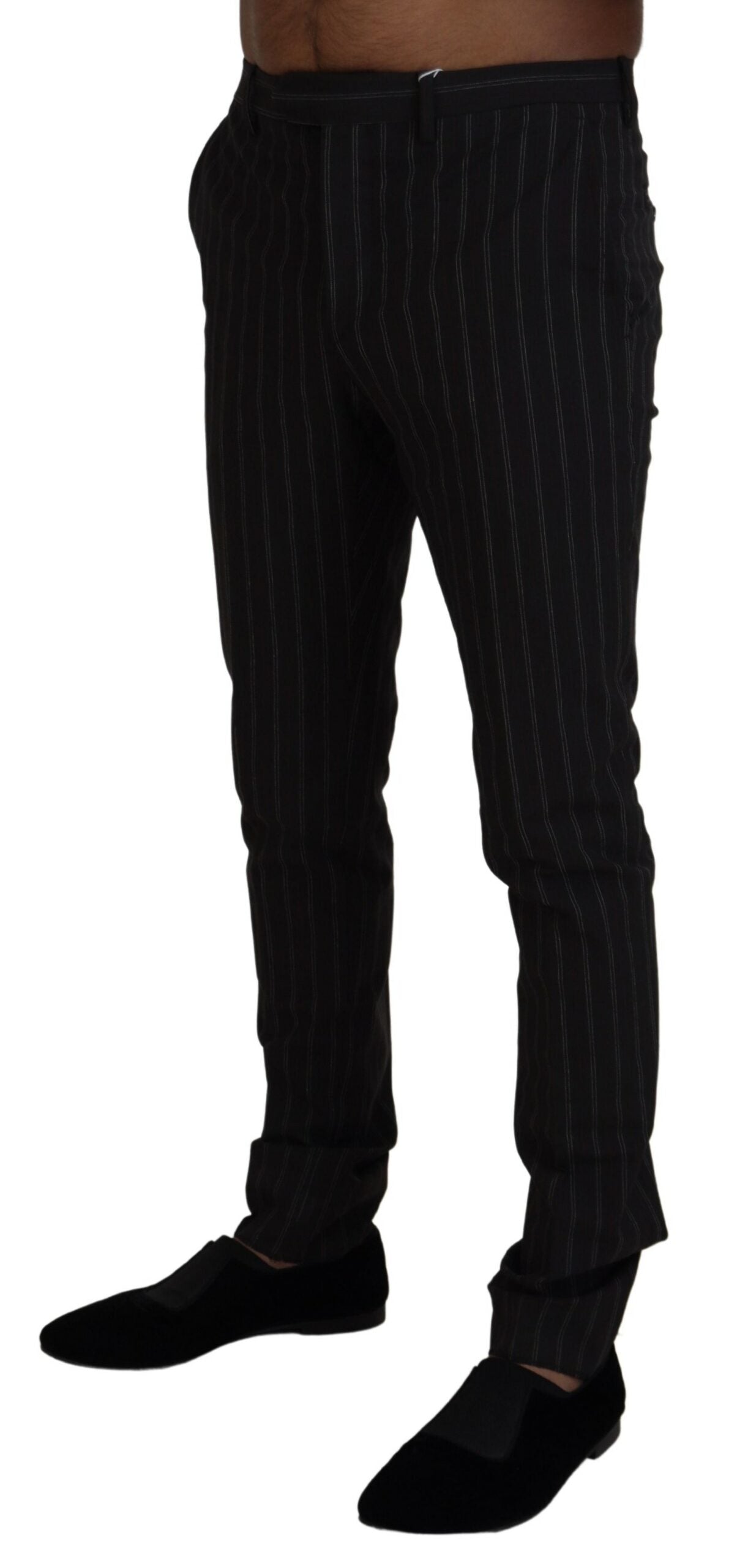 BENCIVENGA Black Stripes Viscose Dress Pants | Regal Royce