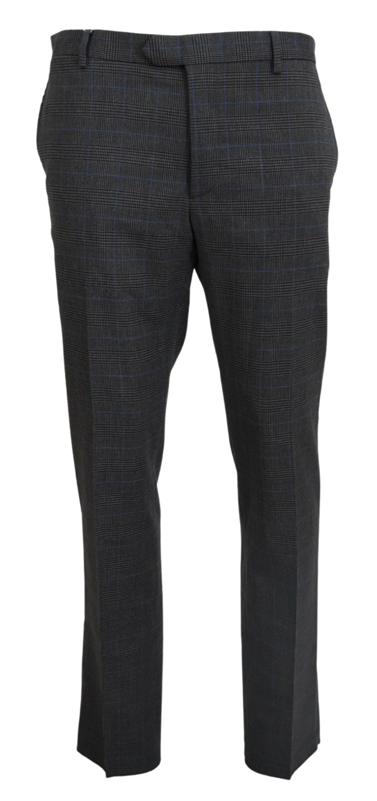 BENCIVENGA Gray Checkered Wool Dress Formal Pants | Regal Royce