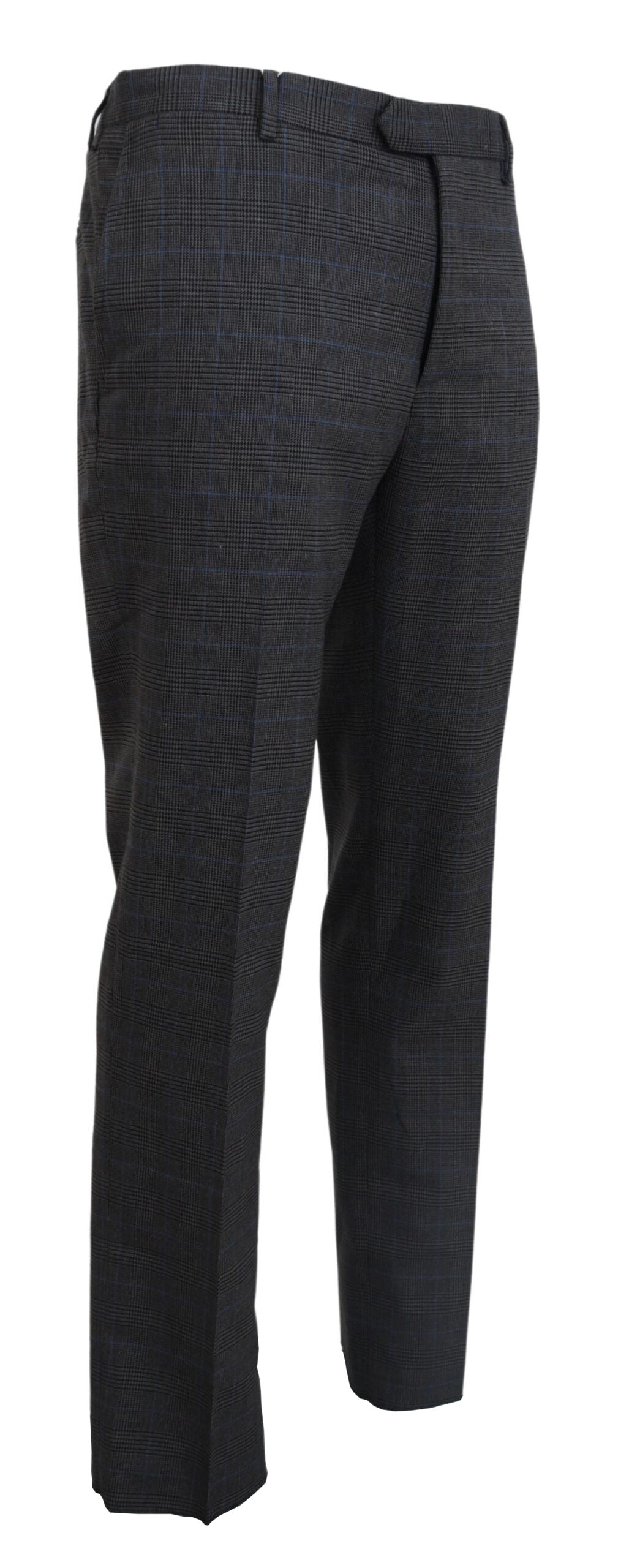 BENCIVENGA Gray Checkered Wool Dress Formal Pants | Regal Royce