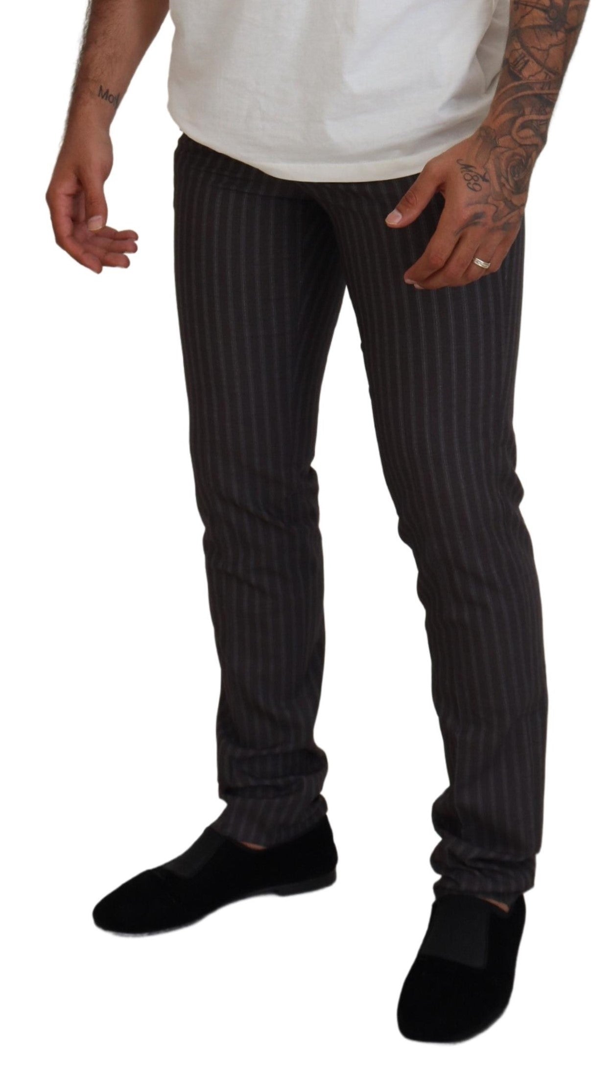 BENCIVENGA Brown Stripes Slim Fit Men Pants | Regal Royce