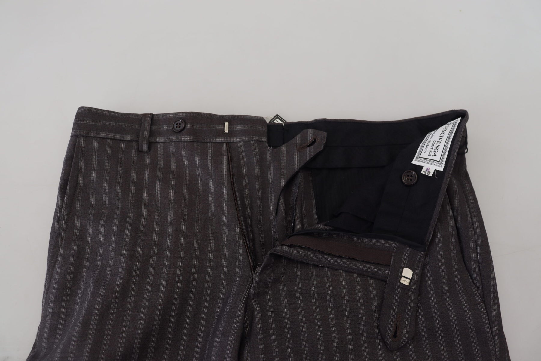 BENCIVENGA Brown Stripes Slim Fit Men Pants | Regal Royce