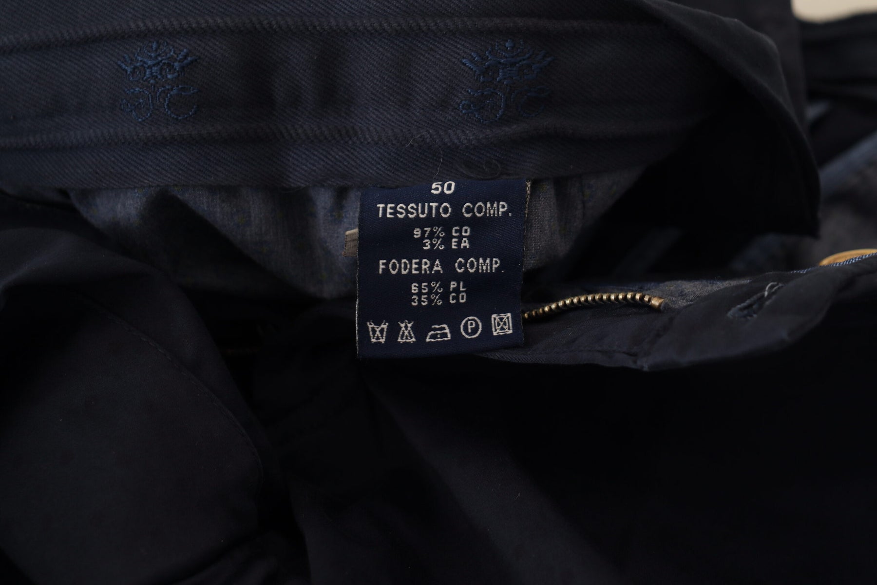 Domenico Tagliente Dark Blue Cotton Skinny Men Pants | Regal Royce