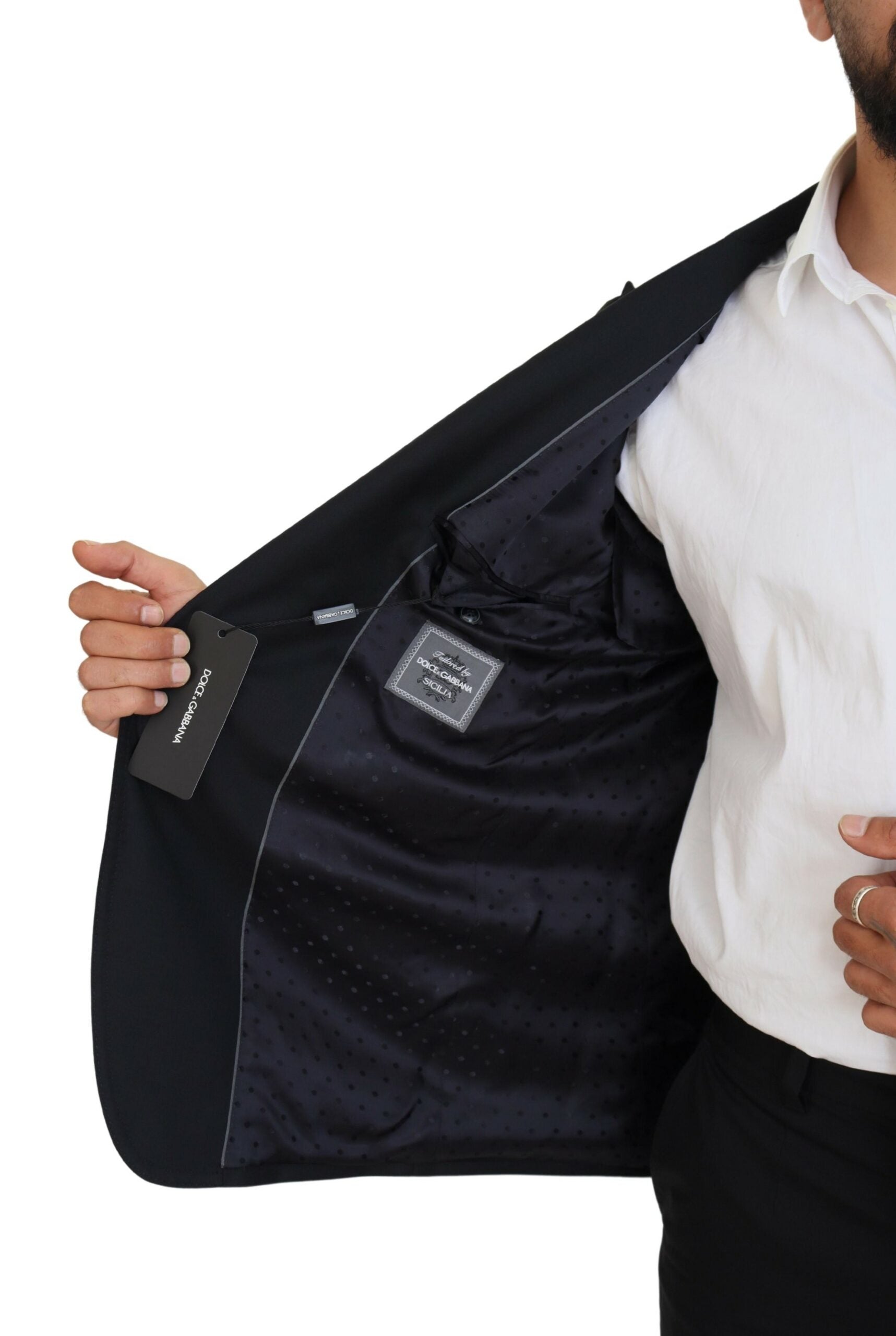 Dolce & Gabbana Dark Blue Wool Formal Sicilia Blazer | Regal Royce