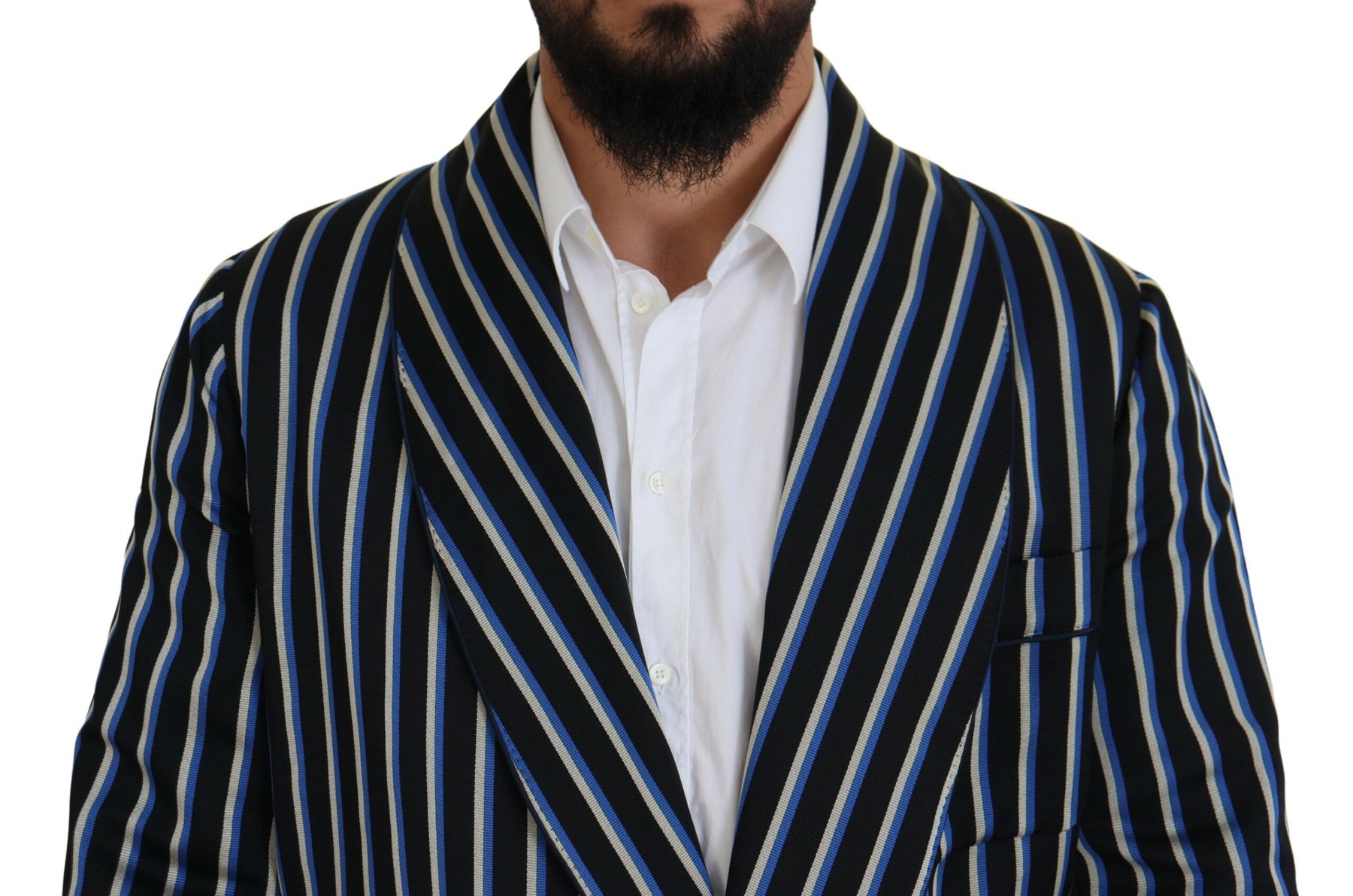 Dolce & Gabbana Black Blue Martini Printed Lining Robe | Regal Royce