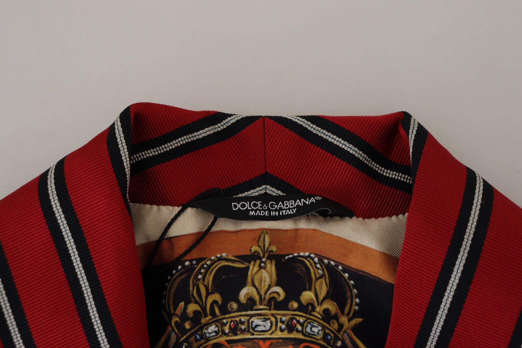 Dolce & Gabbana Red Striped Martini Printed Lining Robe | Regal Royce