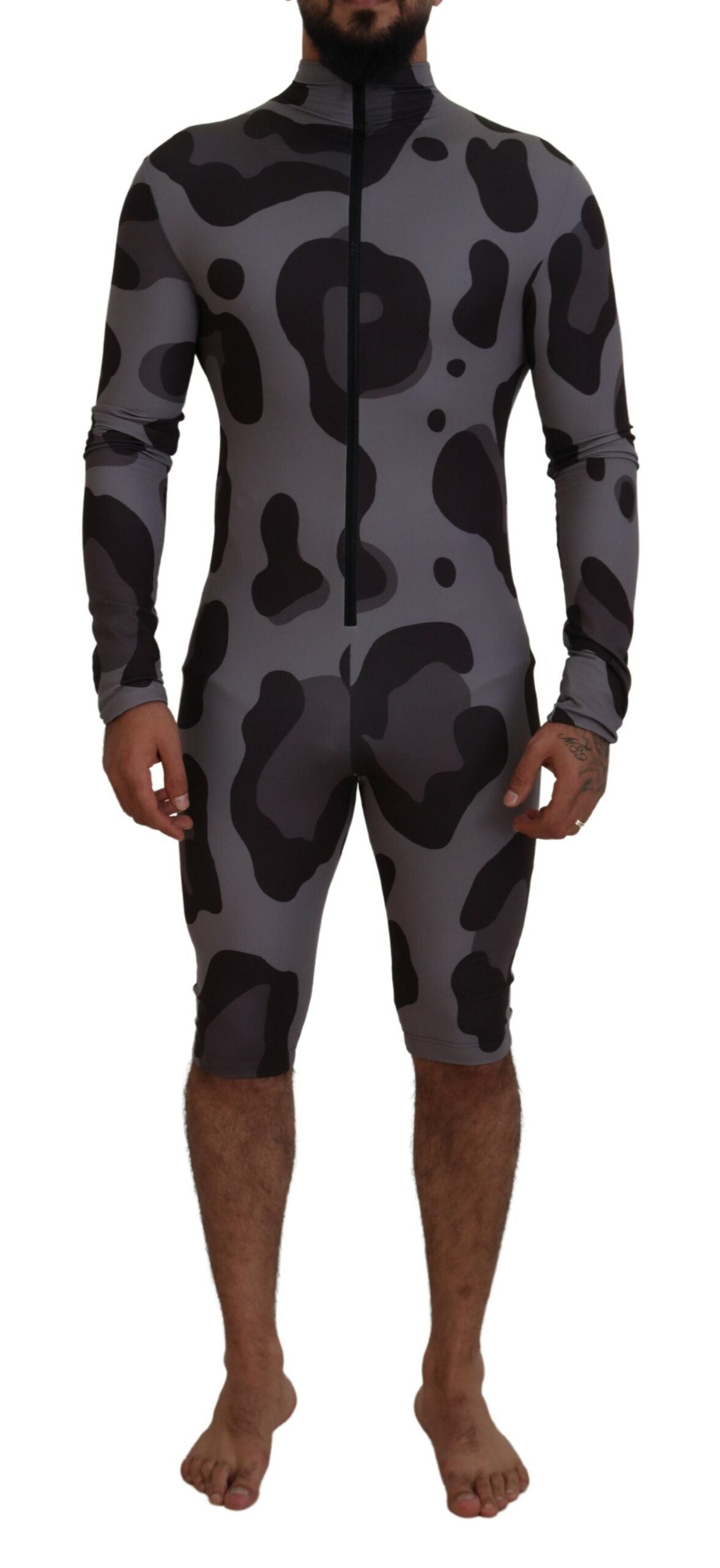 Dolce & Gabbana Gray Patterned Polyester Wetsuit Swimwear | Regal Royce