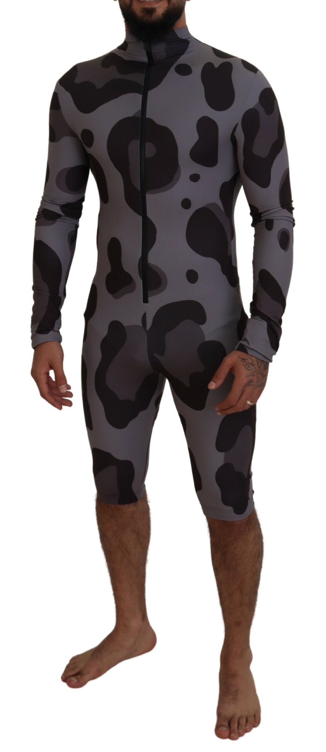 Dolce & Gabbana Gray Patterned Polyester Wetsuit Swimwear | Regal Royce