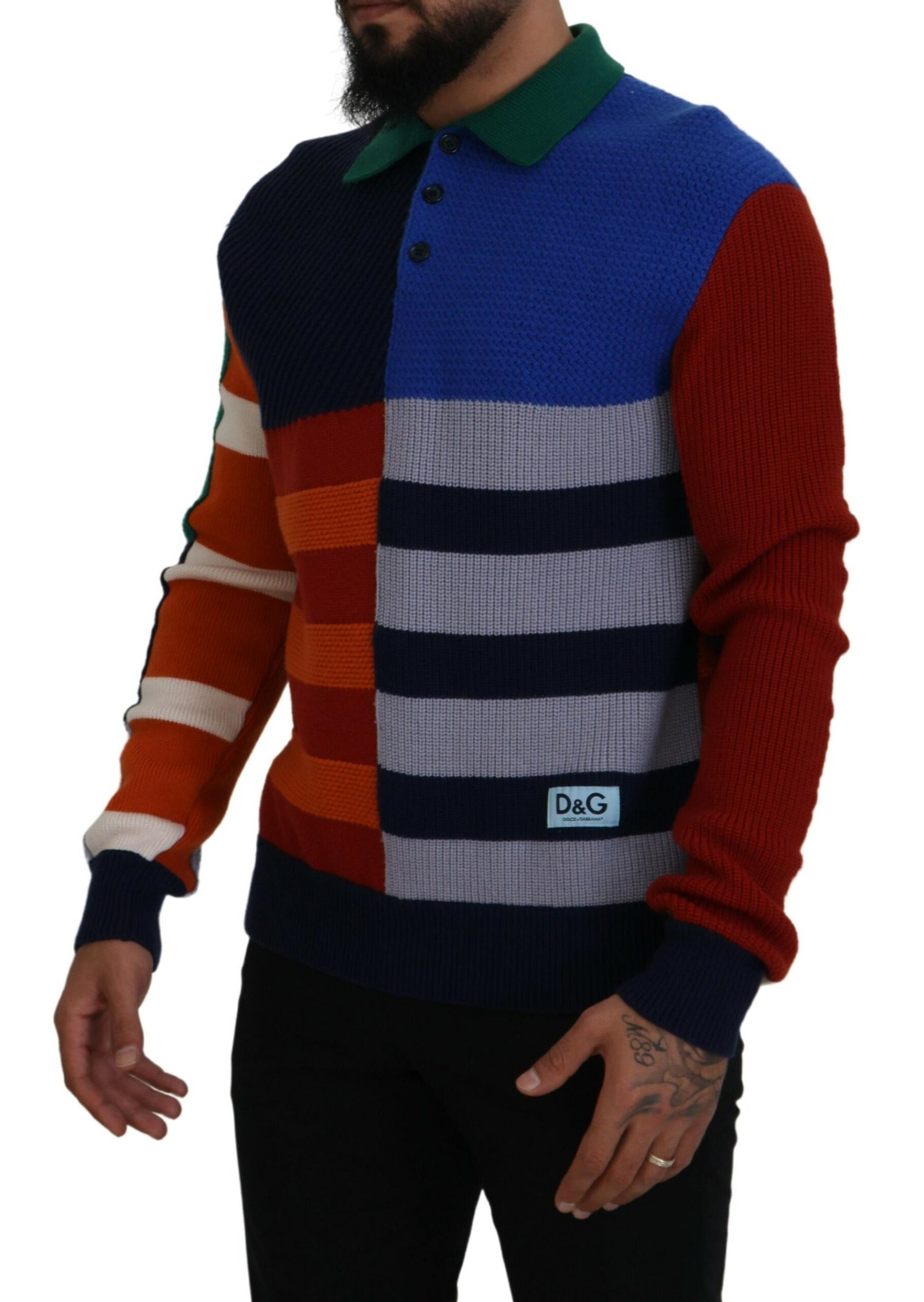 Dolce & Gabbana Multicolor Stripes Wool Pullover Sweater | Regal Royce