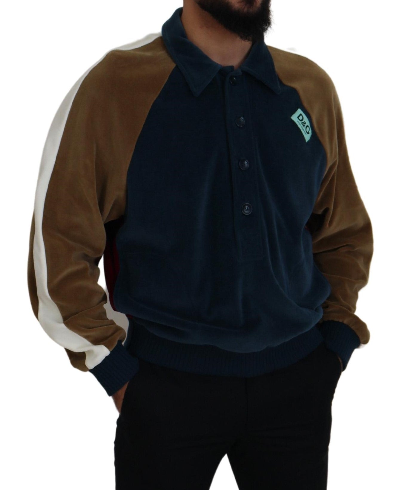 Dolce & Gabbana Multicolor Cotton Collared Pullover Sweater | Regal Royce