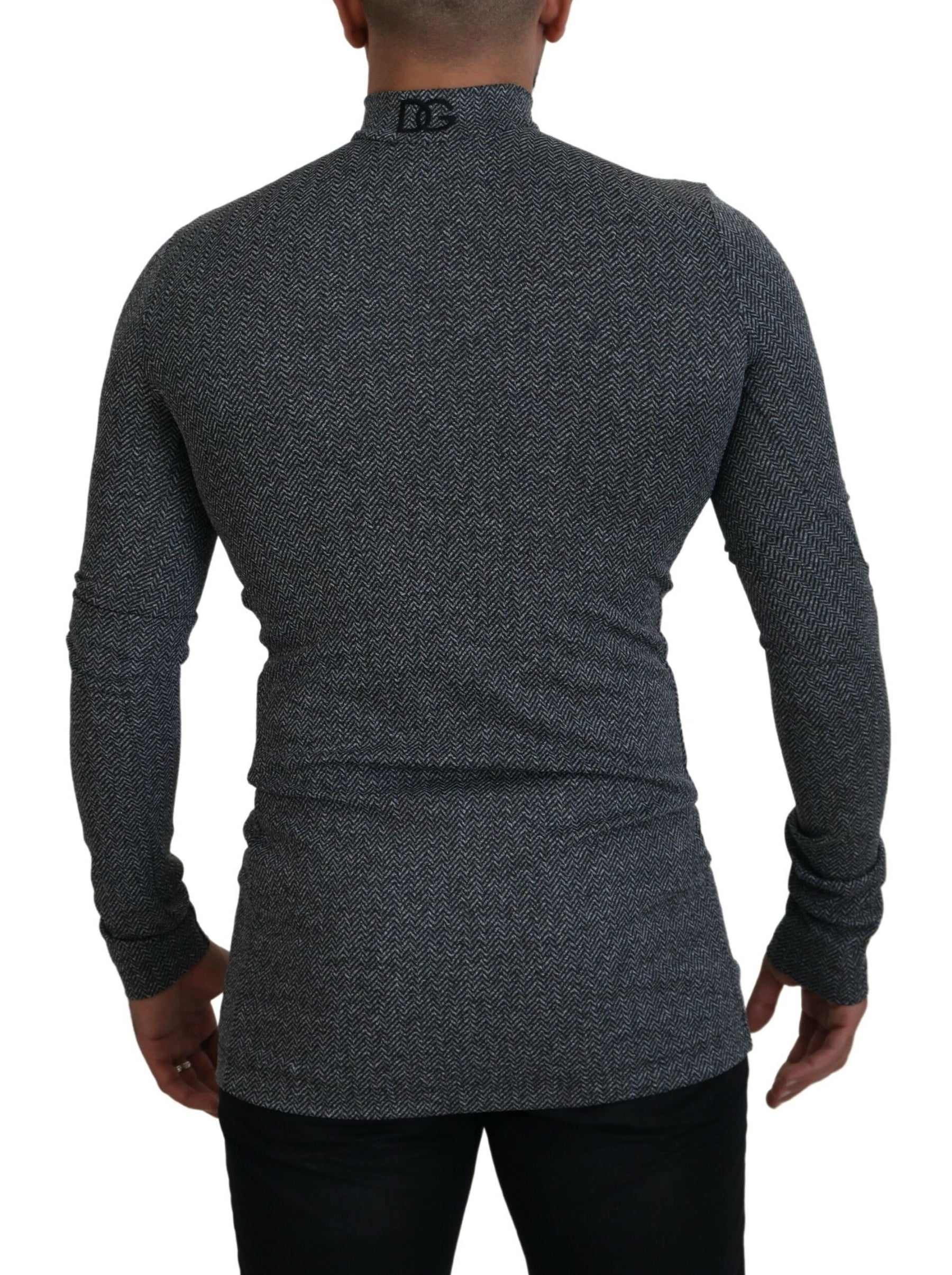 Dolce & Gabbana Dark Gray Nylon Turtleneck Pullover Sweater | Regal Royce