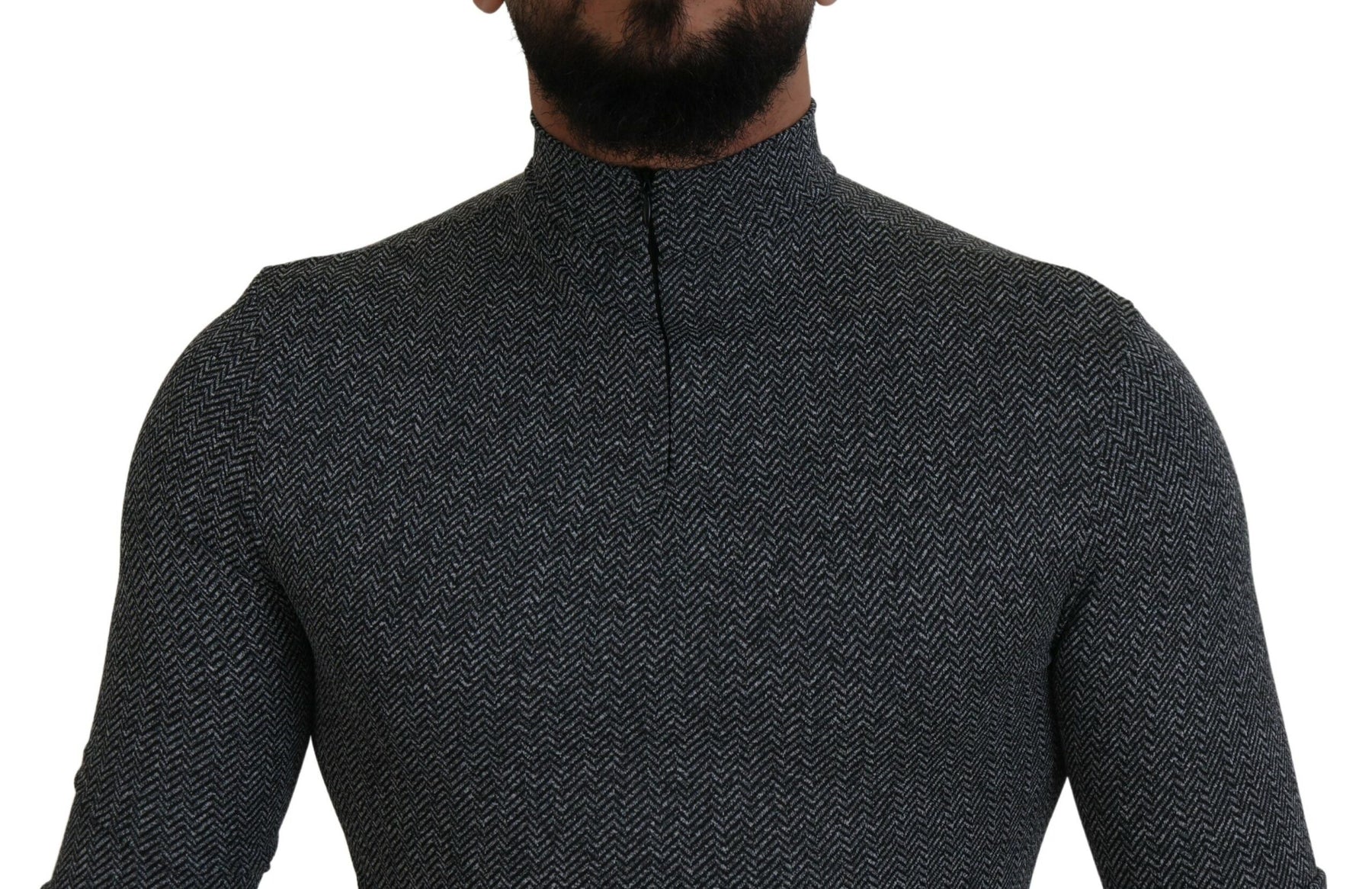 Dolce & Gabbana Dark Gray Nylon Turtleneck Pullover Sweater | Regal Royce