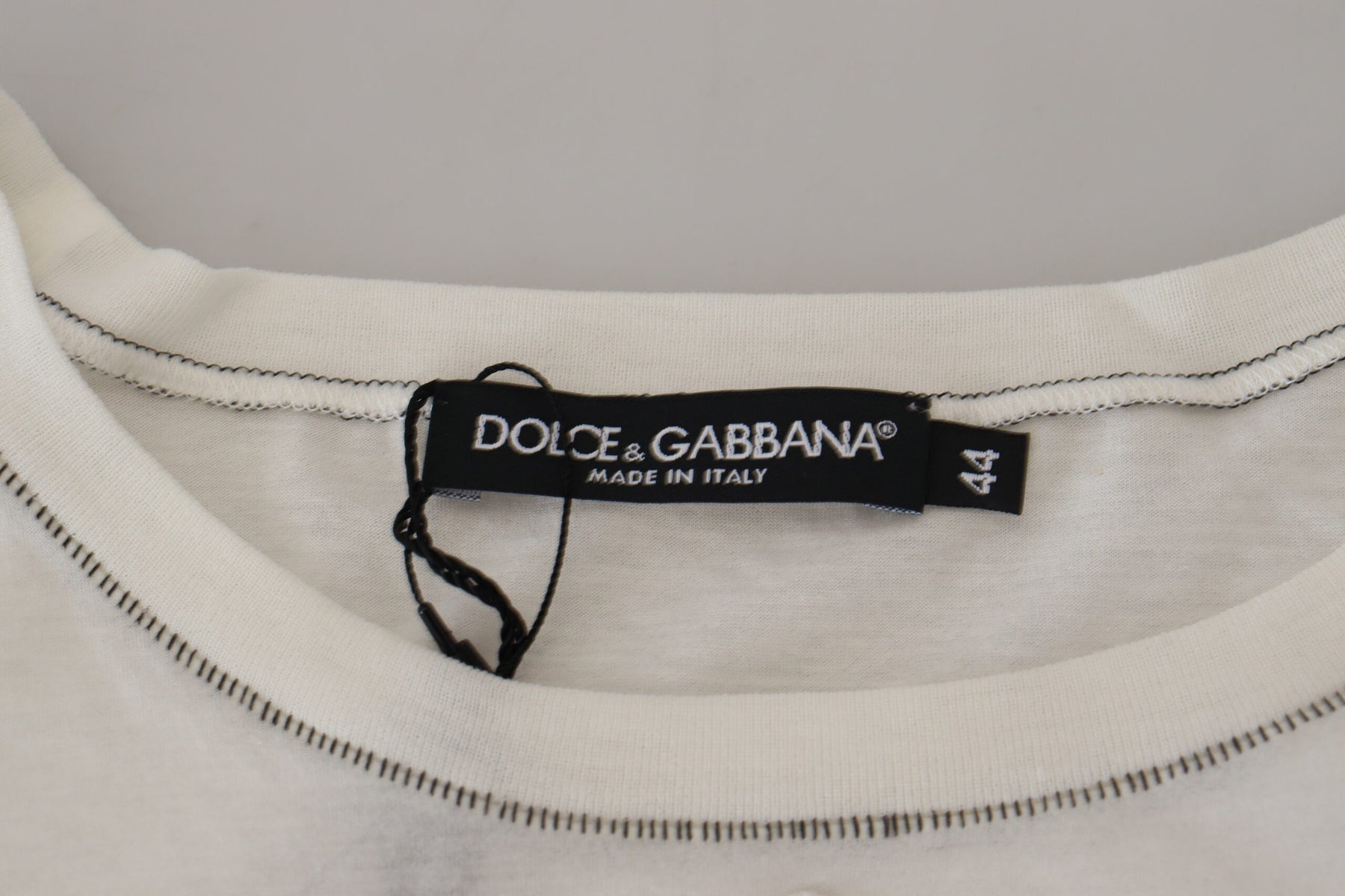 Dolce & Gabbana White Printed Short Sleeves Men T-shirt | Regal Royce