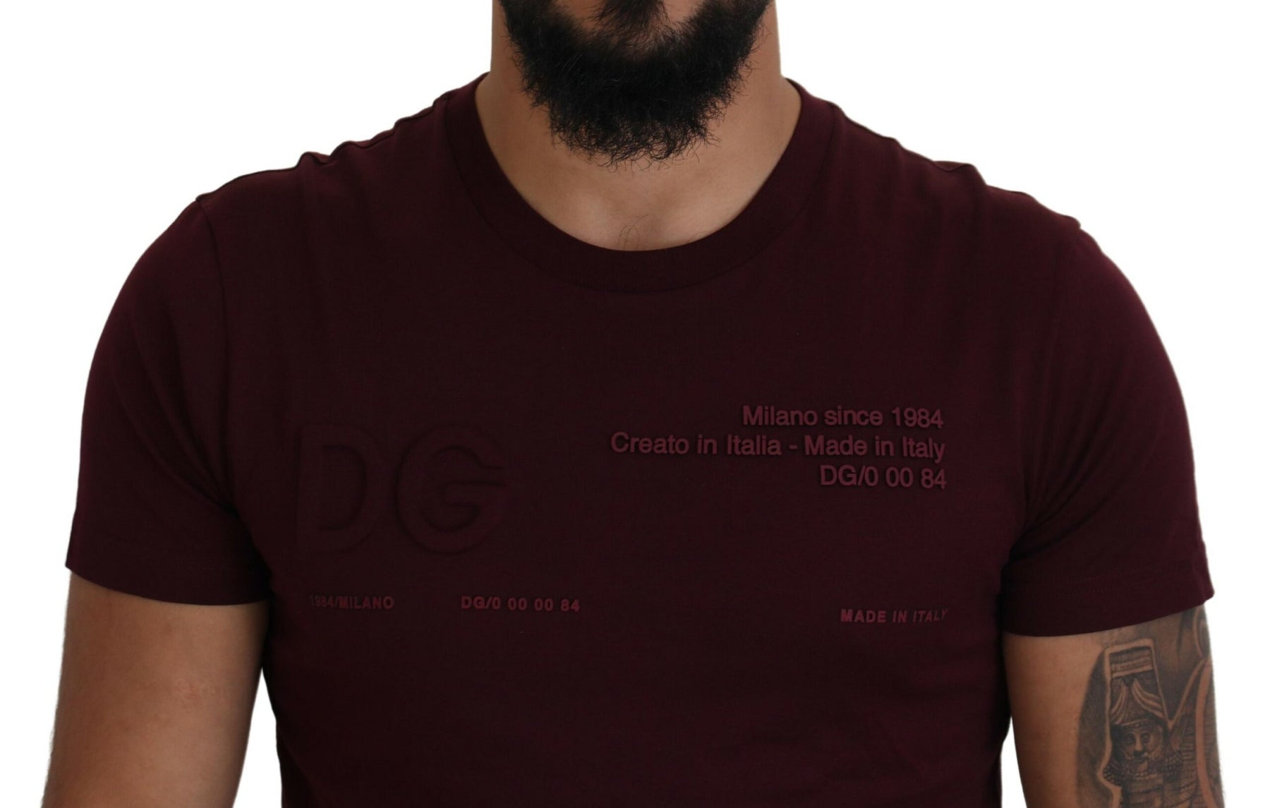 Dolce & Gabbana Maroon Printed Short Sleeves Men T-shirt | Regal Royce