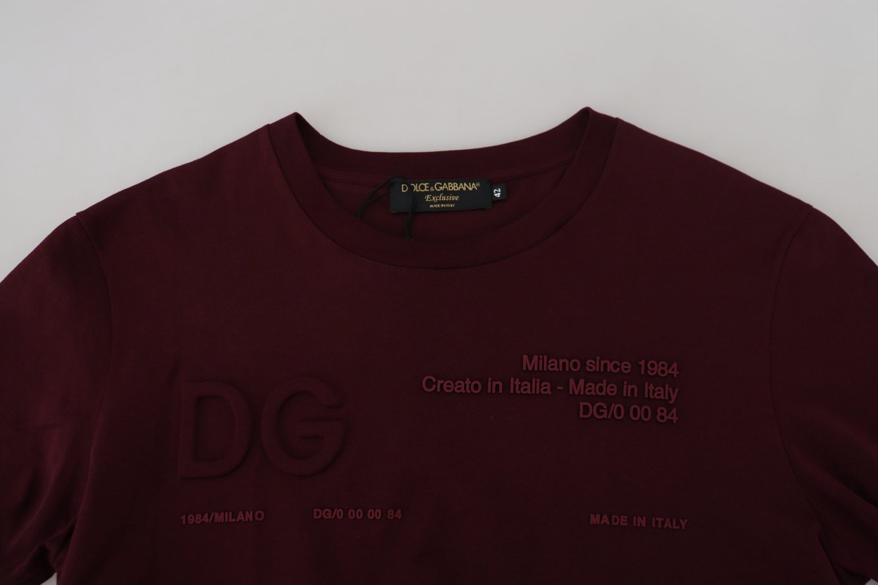 Dolce & Gabbana Maroon Printed Short Sleeves Men T-shirt | Regal Royce