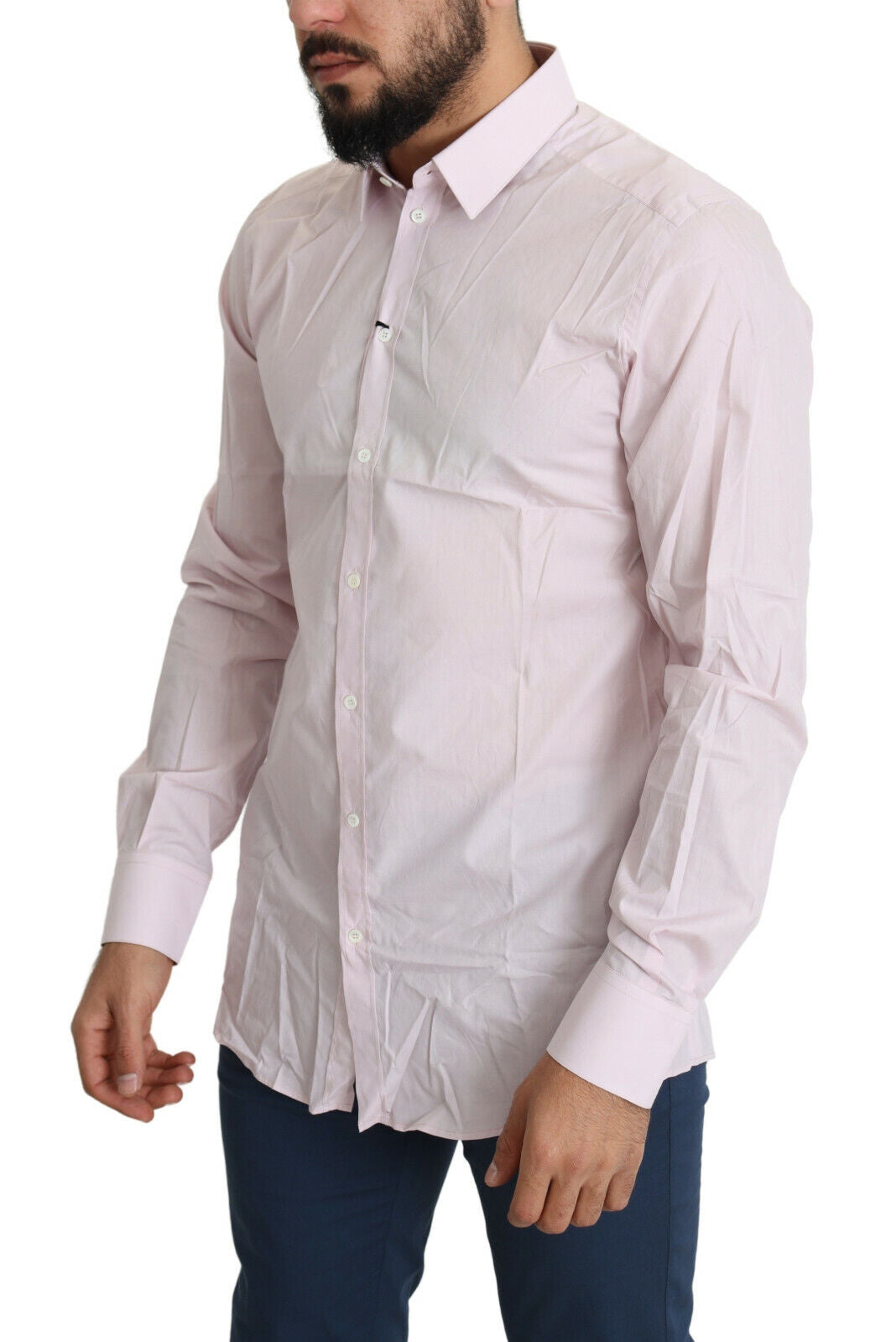 Dolce & Gabbana Light Pink Cotton Formal GOLD Dress Shirt | Regal Royce