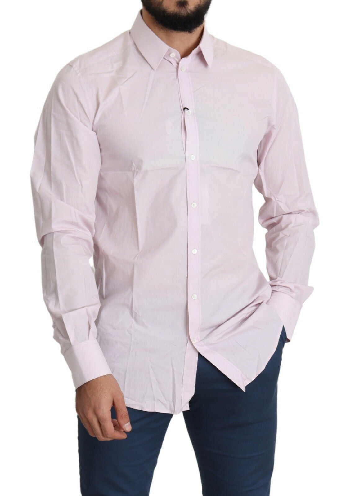 Dolce & Gabbana Light Pink Cotton Formal GOLD Dress Shirt | Regal Royce