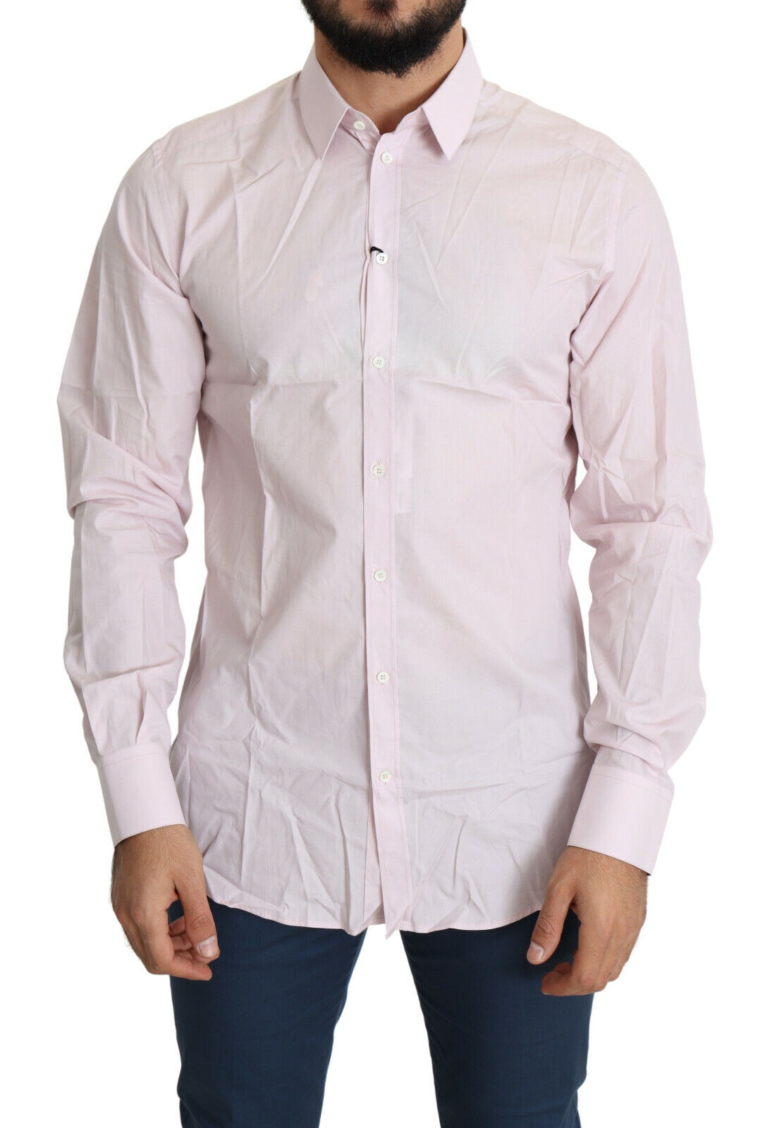 Dolce & Gabbana Light Pink Cotton Formal GOLD Dress Shirt | Regal Royce