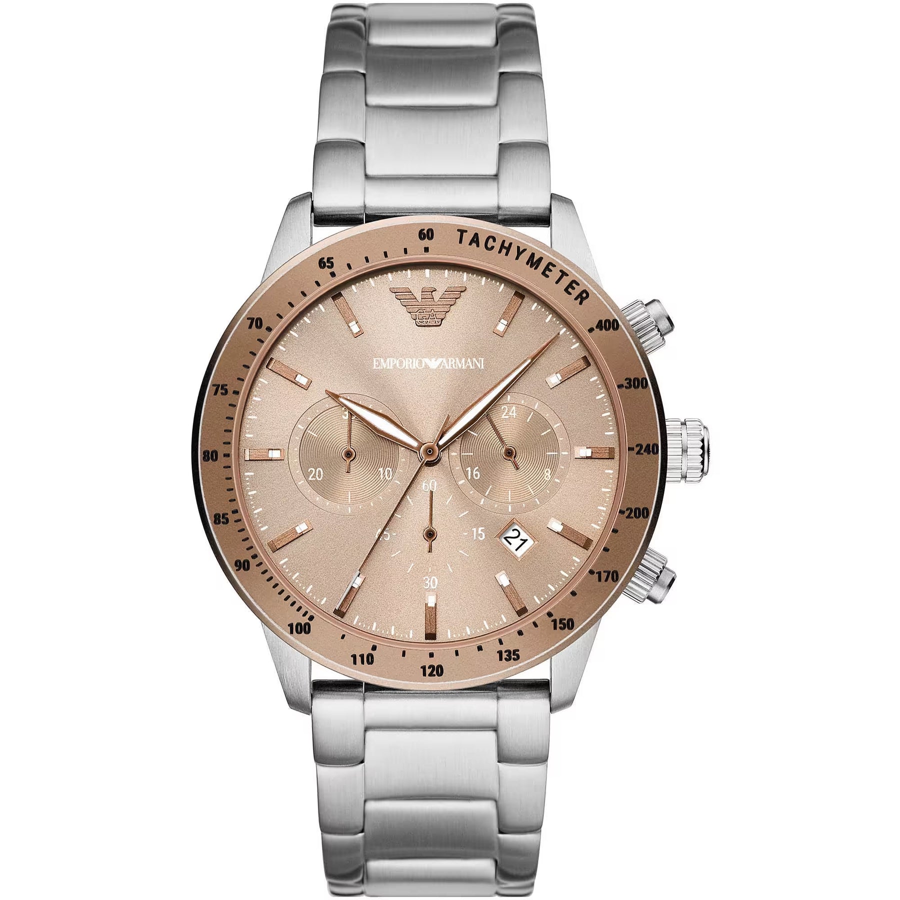 Emporio Armani Bronze and Silver Steel Chronograph Watch | Regal Royce