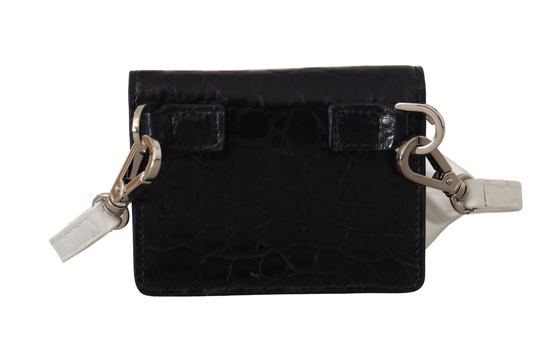 Dolce & Gabbana Blue White Caiman Leather Strap Card Holder Wallet | Regal Royce