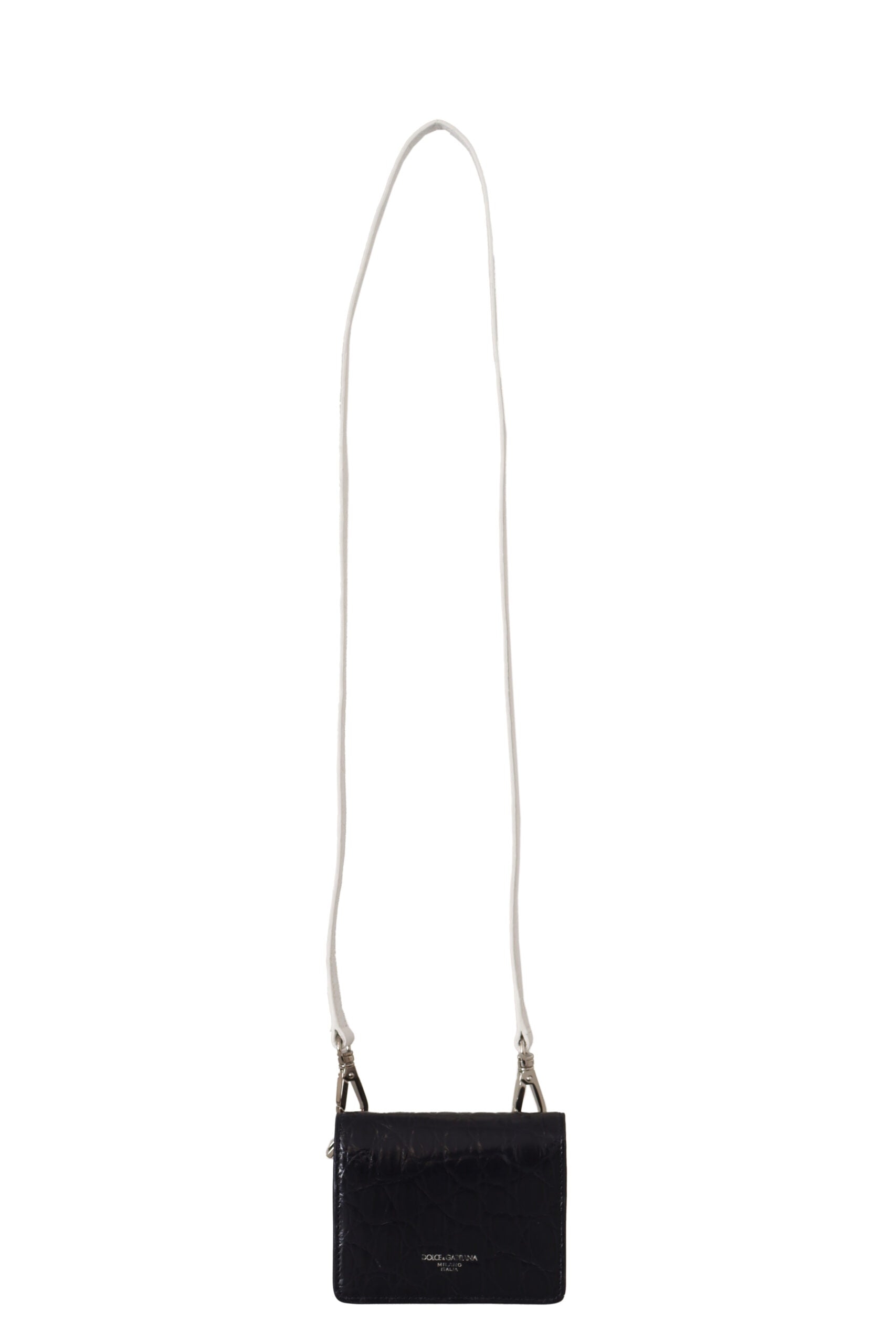 Dolce & Gabbana Blue White Caiman Leather Strap Card Holder Wallet | Regal Royce