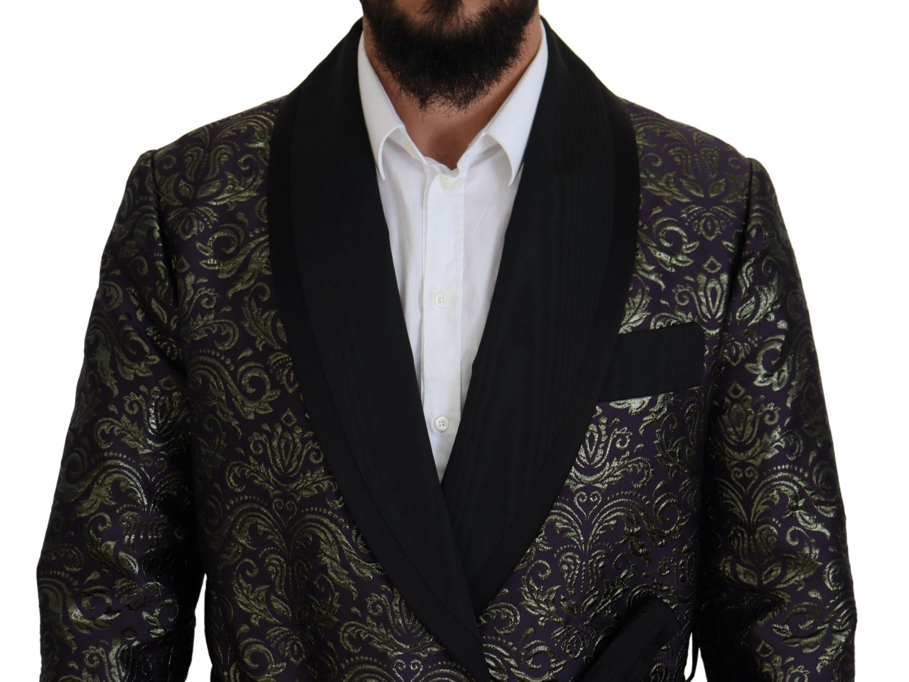 Dolce & Gabbana Gold Purple Baroque Jacket Blazer Robe | Regal Royce