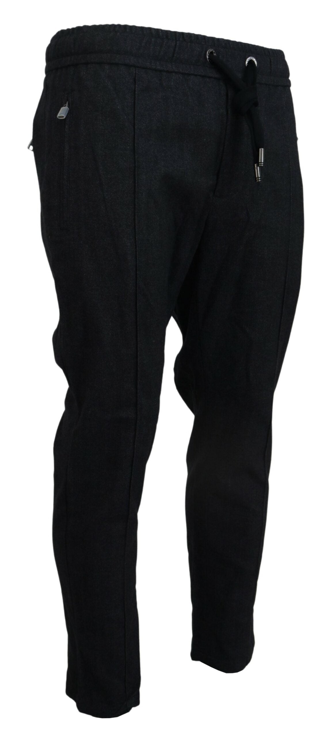 Dolce & Gabbana Grey Cotton Tapered Cotton Pants | Regal Royce