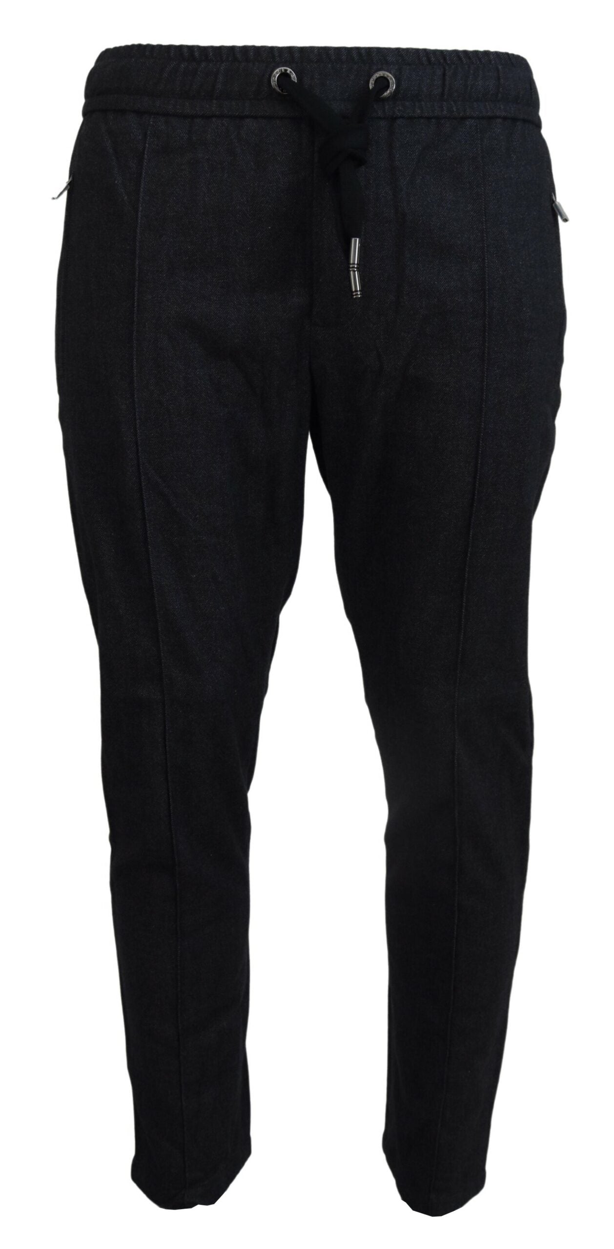 Dolce & Gabbana Grey Cotton Tapered Cotton Pants | Regal Royce