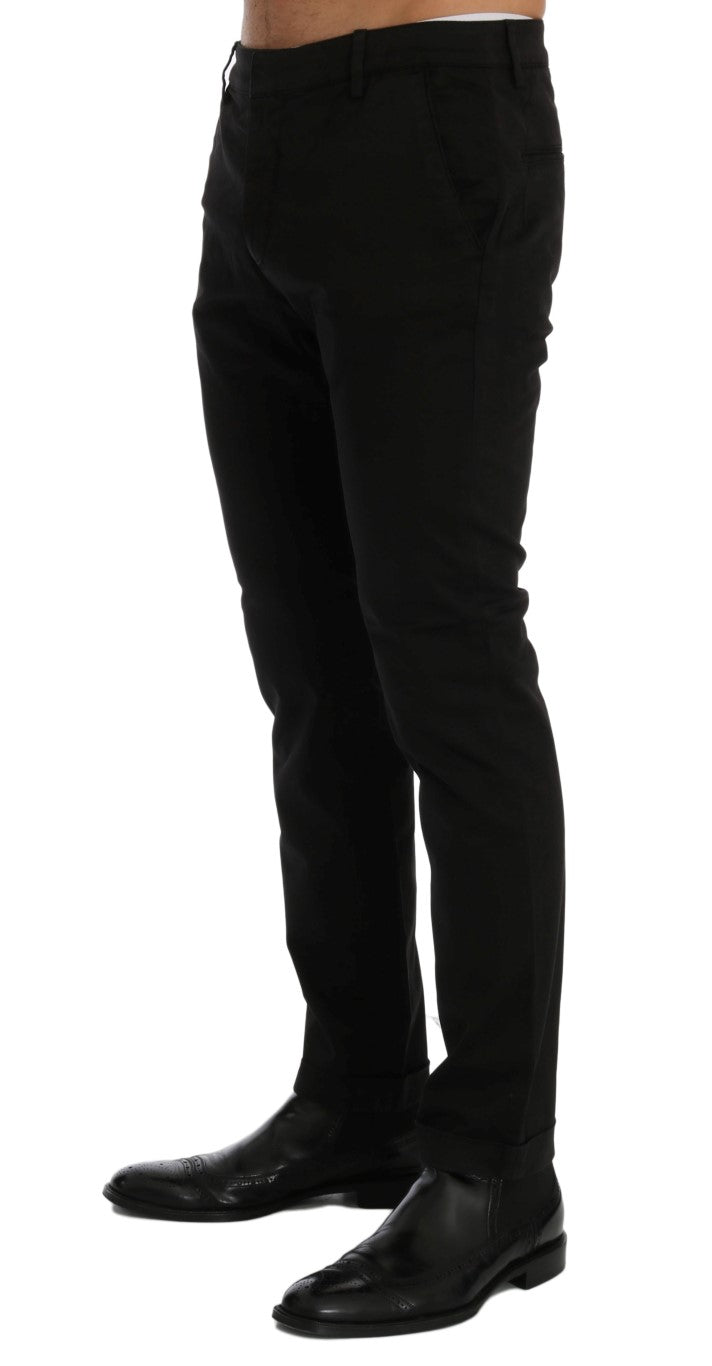 Costume National Black Slim Fit Cotton Stretch Pants | Regal Royce