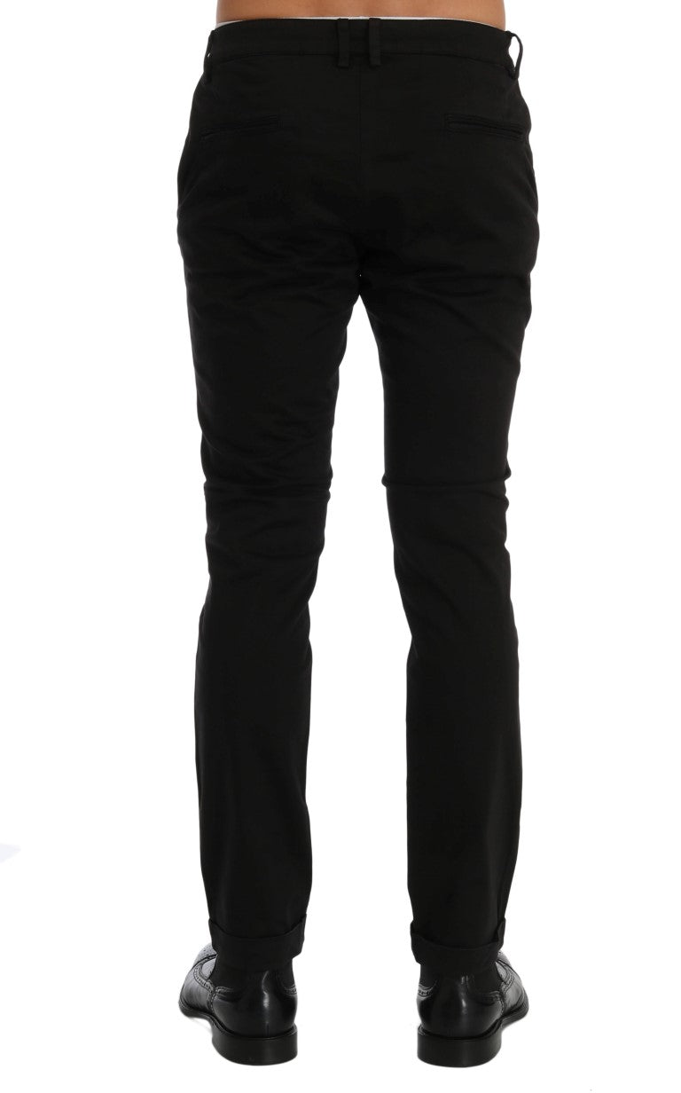 Costume National Black Slim Fit Cotton Stretch Pants | Regal Royce