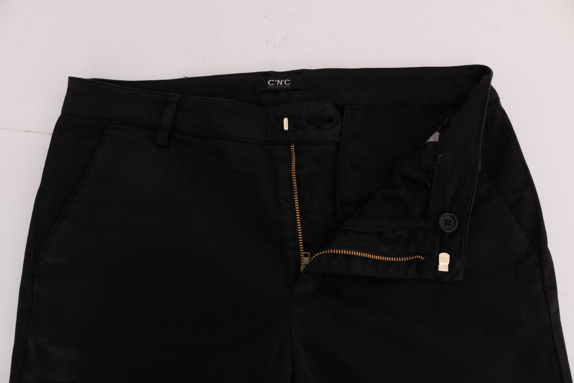 Costume National Black Slim Fit Cotton Stretch Pants | Regal Royce