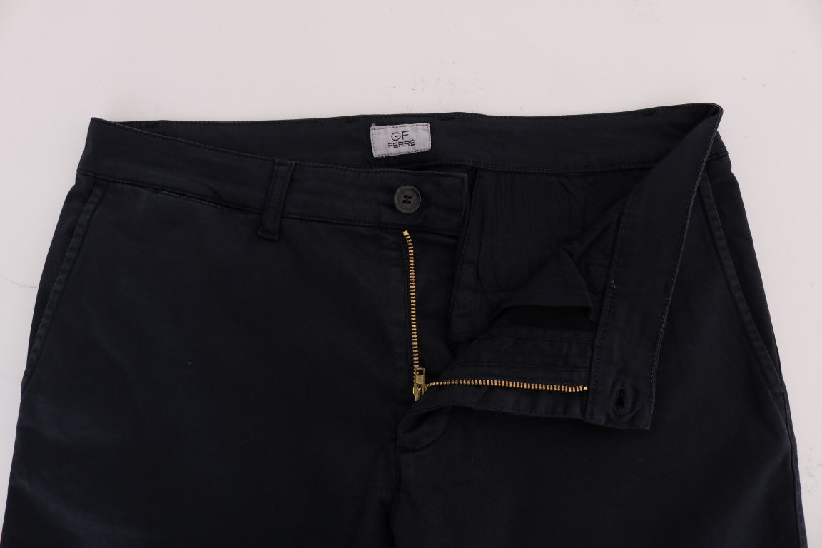 GF Ferre Blue Cotton Stretch Chinos Pants | Regal Royce