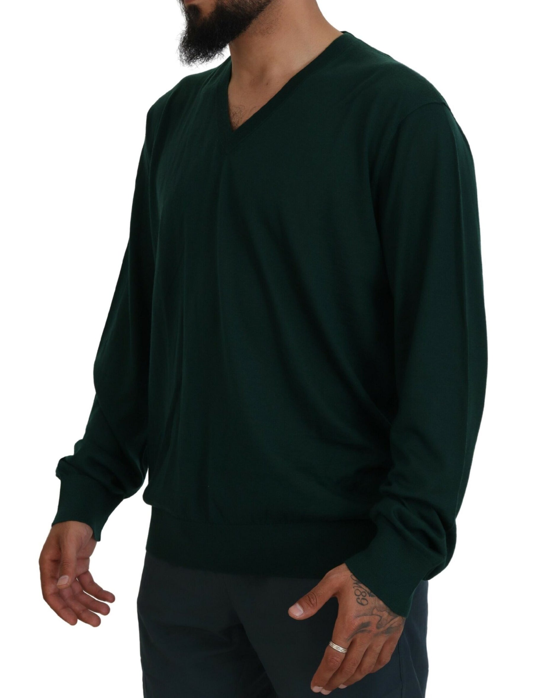 Dolce & Gabbana Green Cashmere V-neck Pullover Sweater | Regal Royce