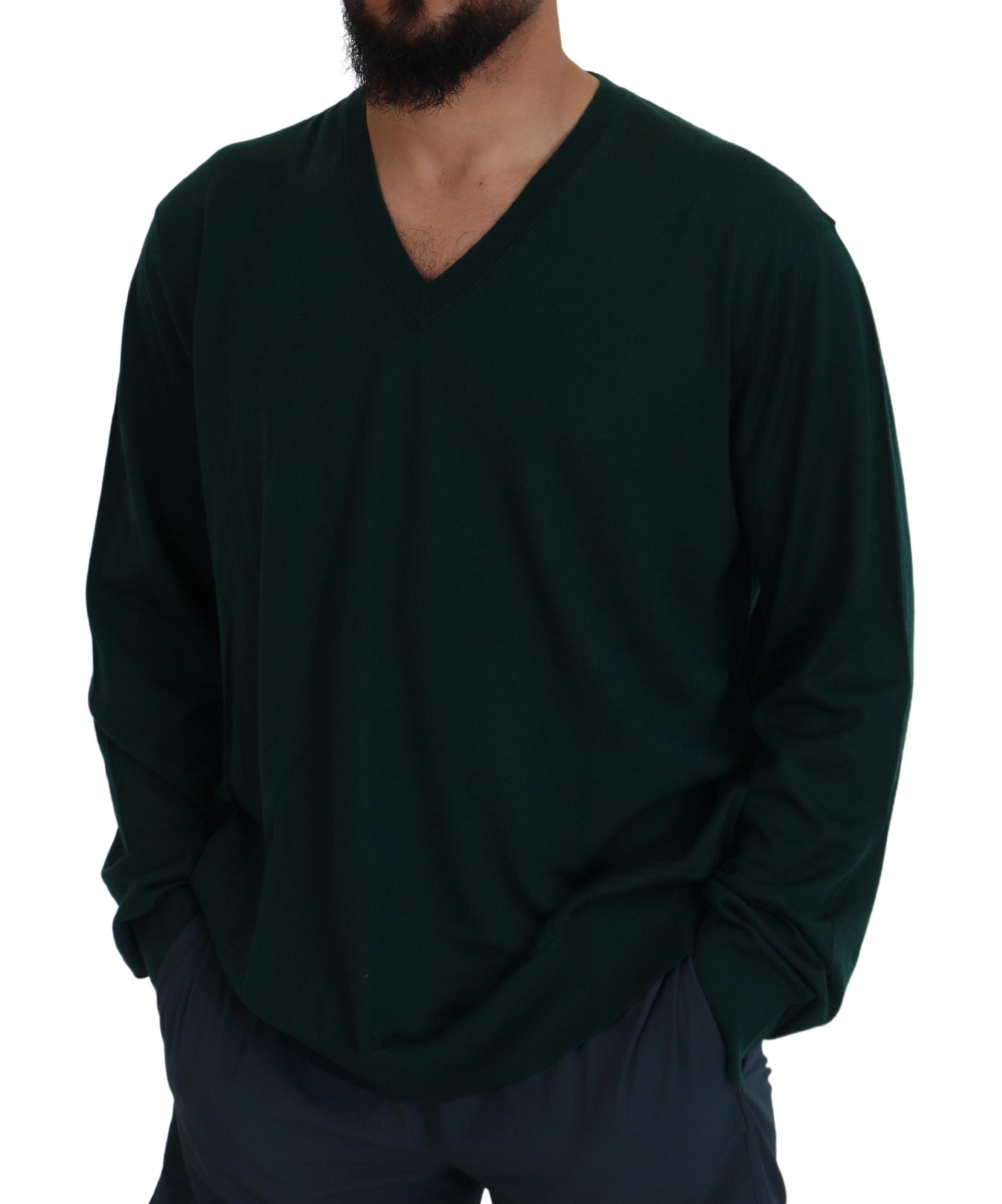 Dolce & Gabbana Green Cashmere V-neck Pullover Sweater | Regal Royce