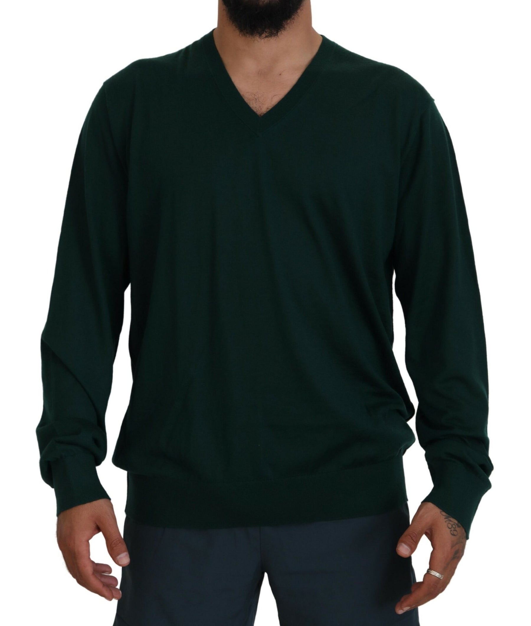 Dolce & Gabbana Green Cashmere V-neck Pullover Sweater | Regal Royce