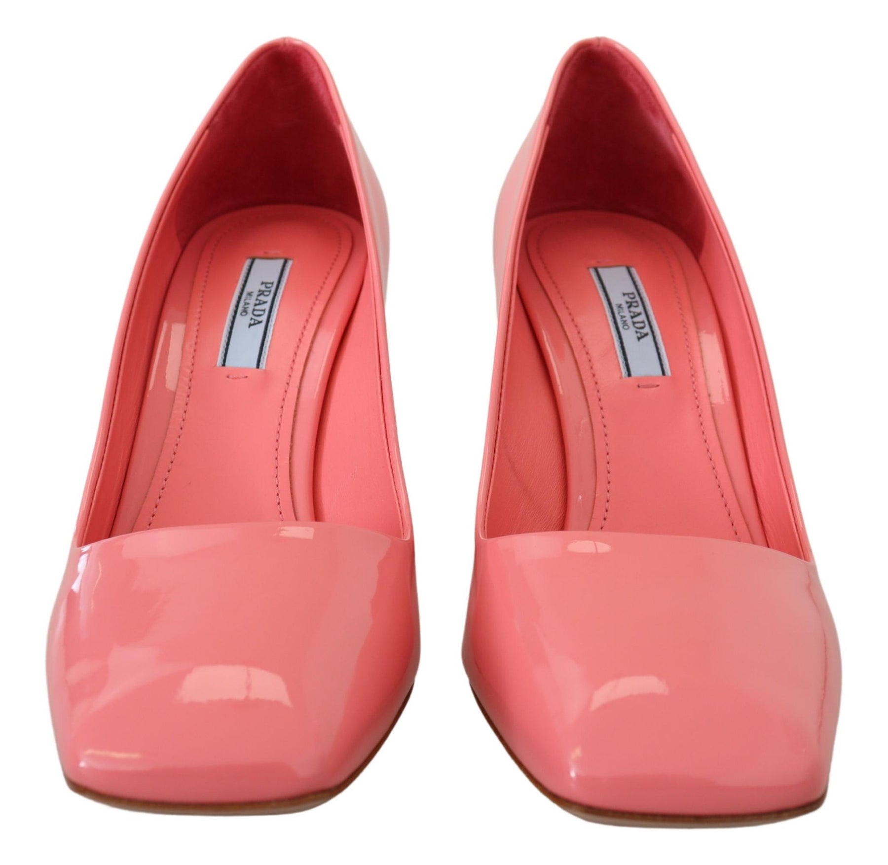 Prada Pink Patent Leather Block Heels Pumps Classic | Regal Royce