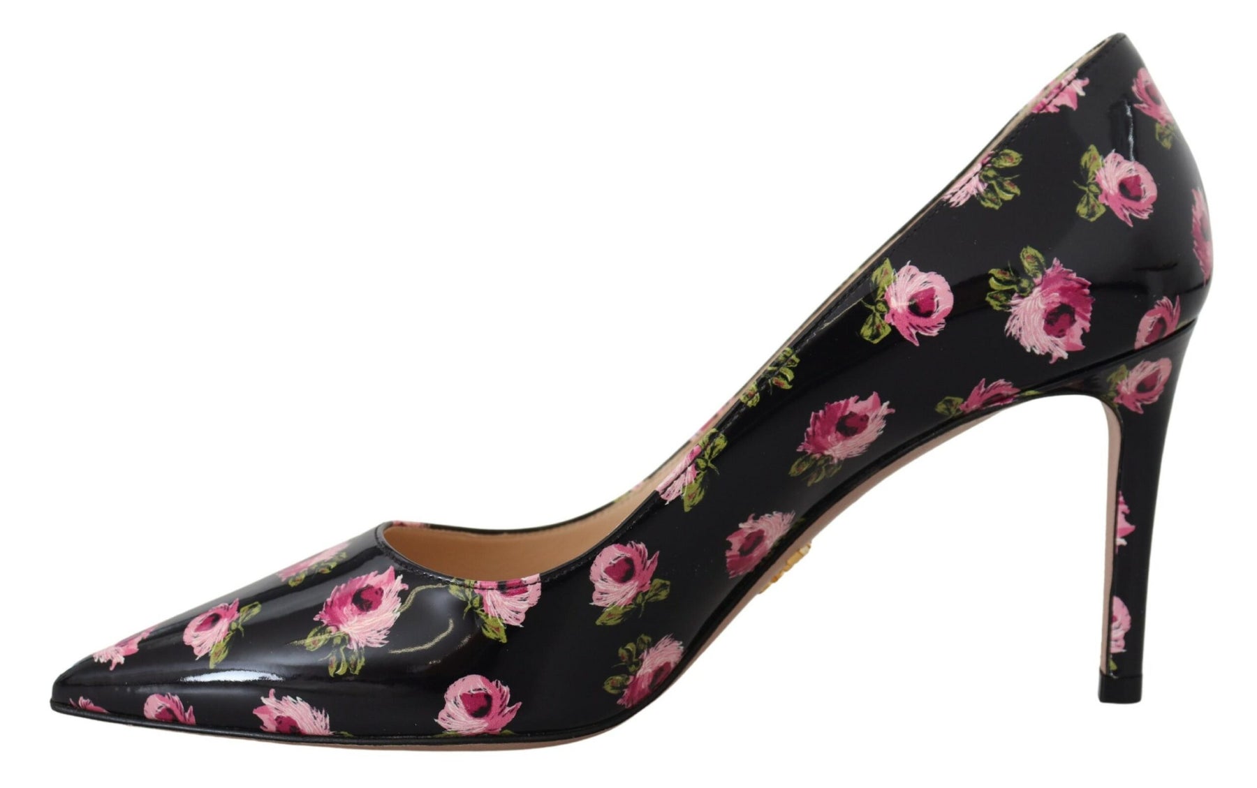 Prada Black Leather Floral Heels Stilettos Pumps | Regal Royce