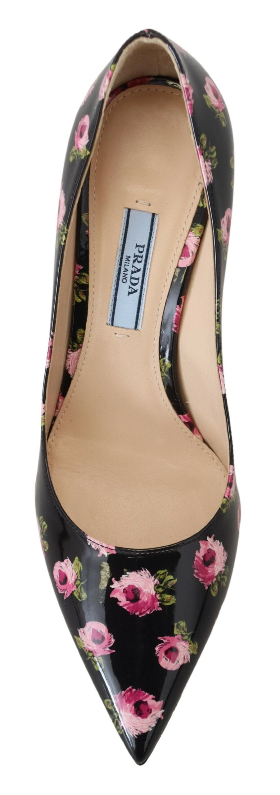 Prada Black Leather Floral Heels Stilettos Pumps | Regal Royce