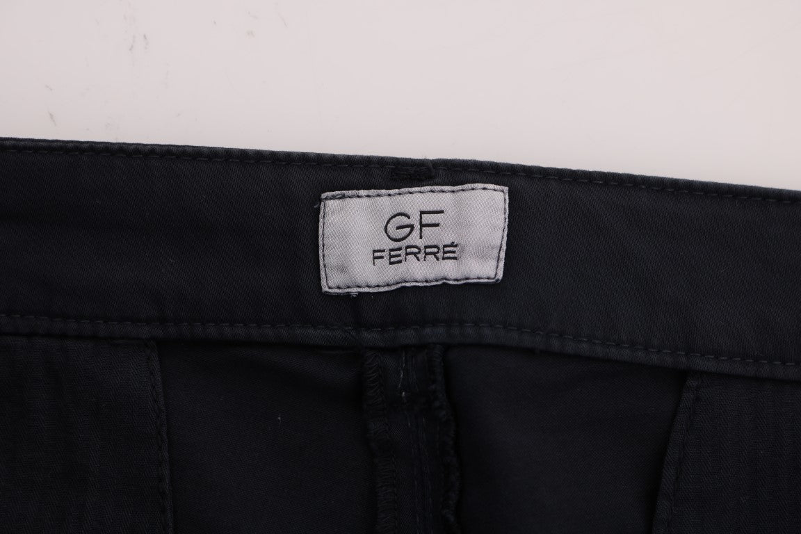 GF Ferre Blue Cotton Stretch Chinos Pants | Regal Royce