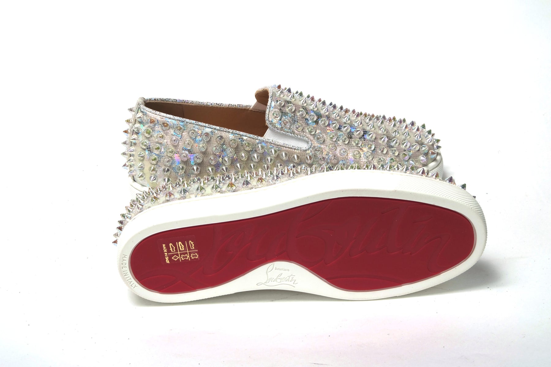 Christian Louboutin White Ab/Clear Ab Roller Boat Woman Flat Sneaker | Regal Royce