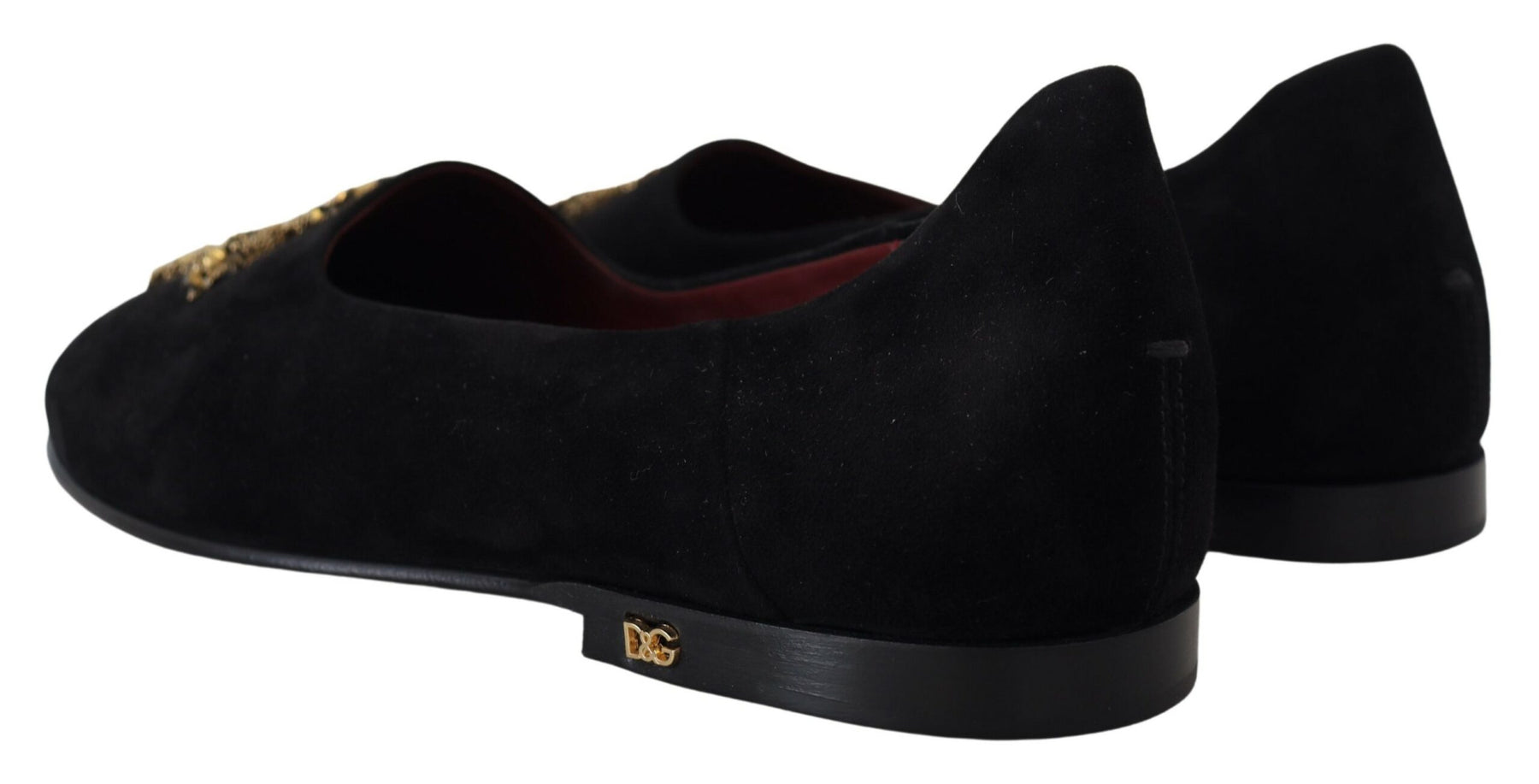 Dolce & Gabbana Black Suede Gold Cross Slip On Loafers Shoes | Regal Royce