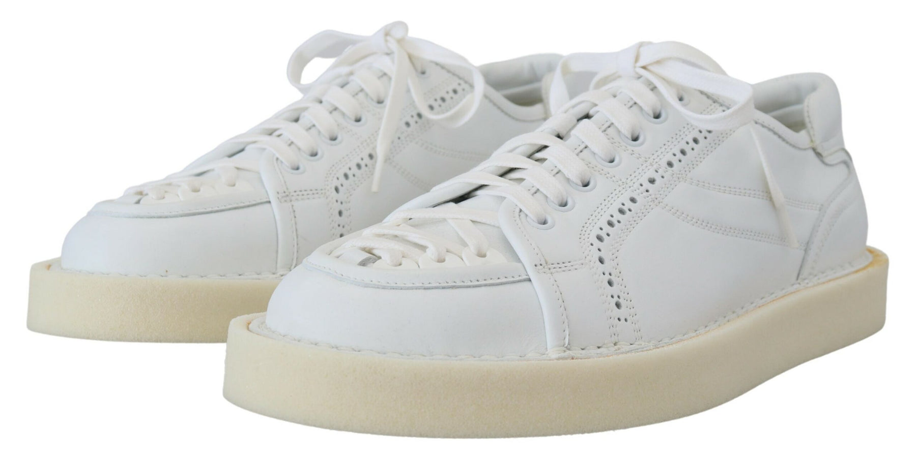 Dolce & Gabbana White Leather Low Top Oxford Sneakers Casual Shoes | Regal Royce