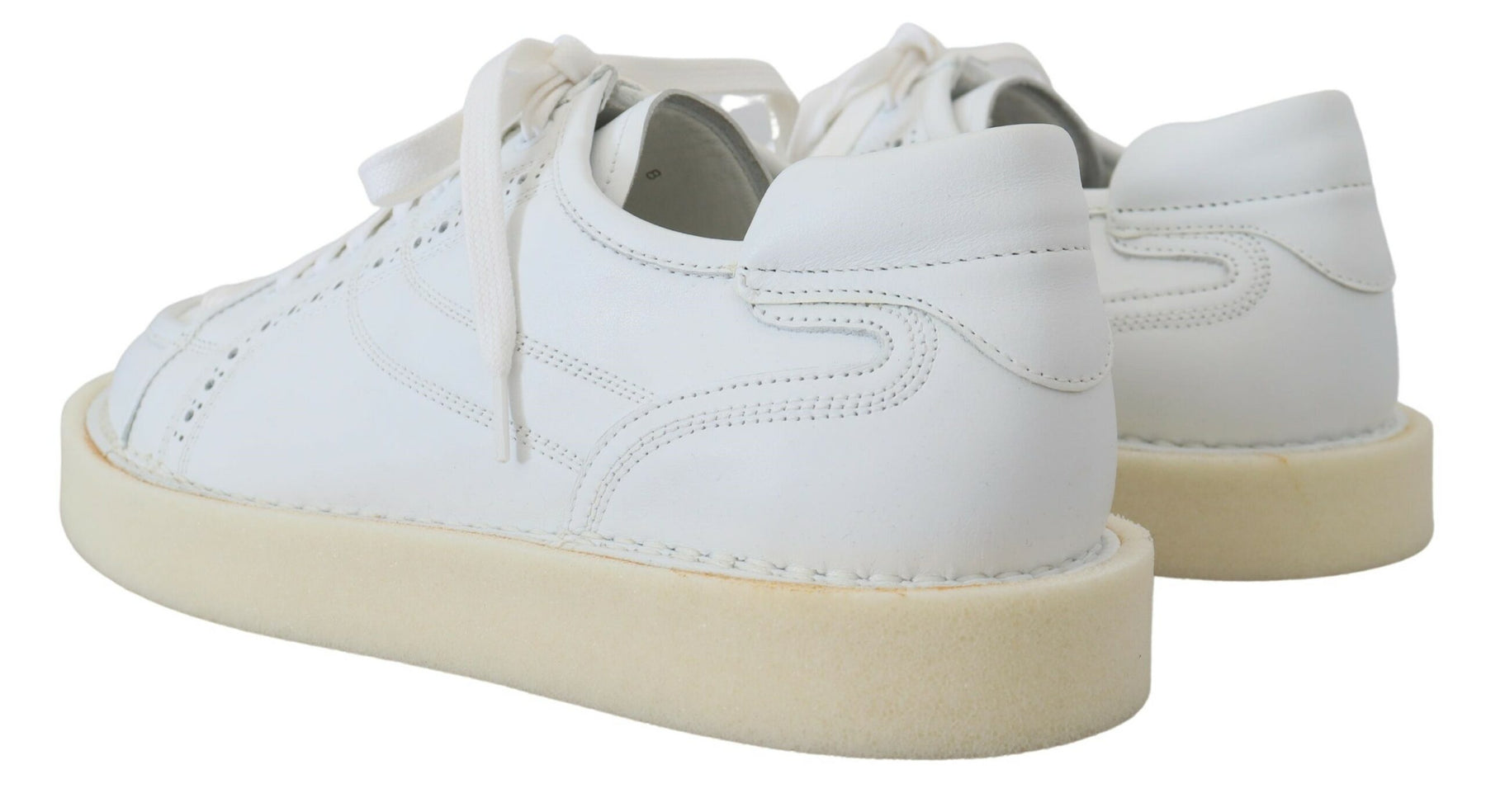 Dolce & Gabbana White Leather Low Top Oxford Sneakers Casual Shoes | Regal Royce