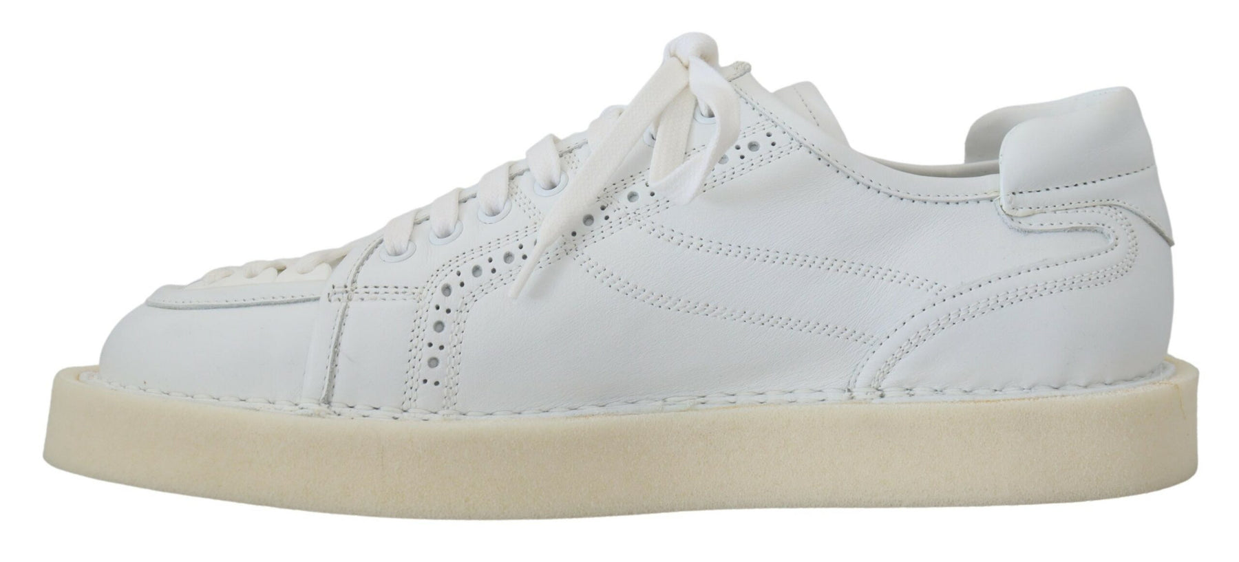 Dolce & Gabbana White Leather Low Top Oxford Sneakers Casual Shoes | Regal Royce